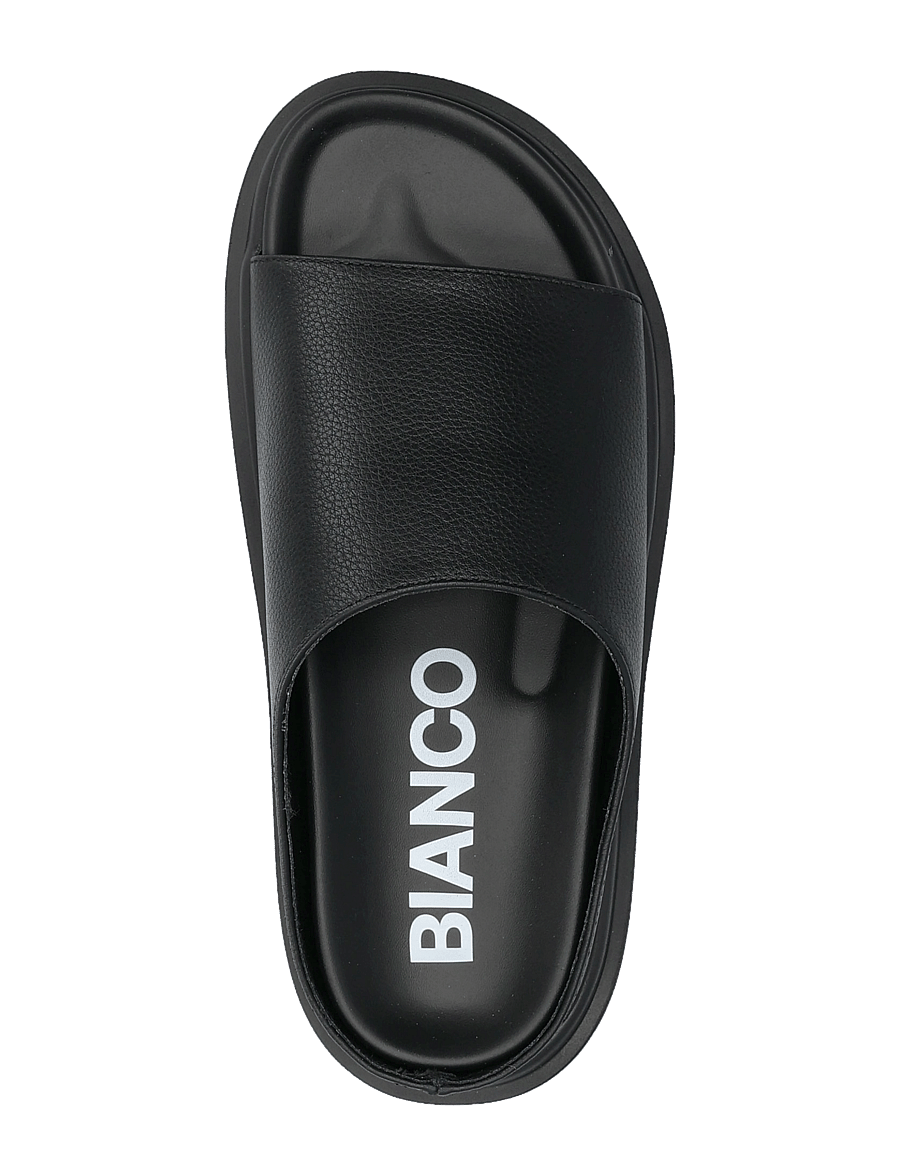 Bianco - BIAMILANO Slide Tumbled Faux Leather - flache sandalen - black - 3