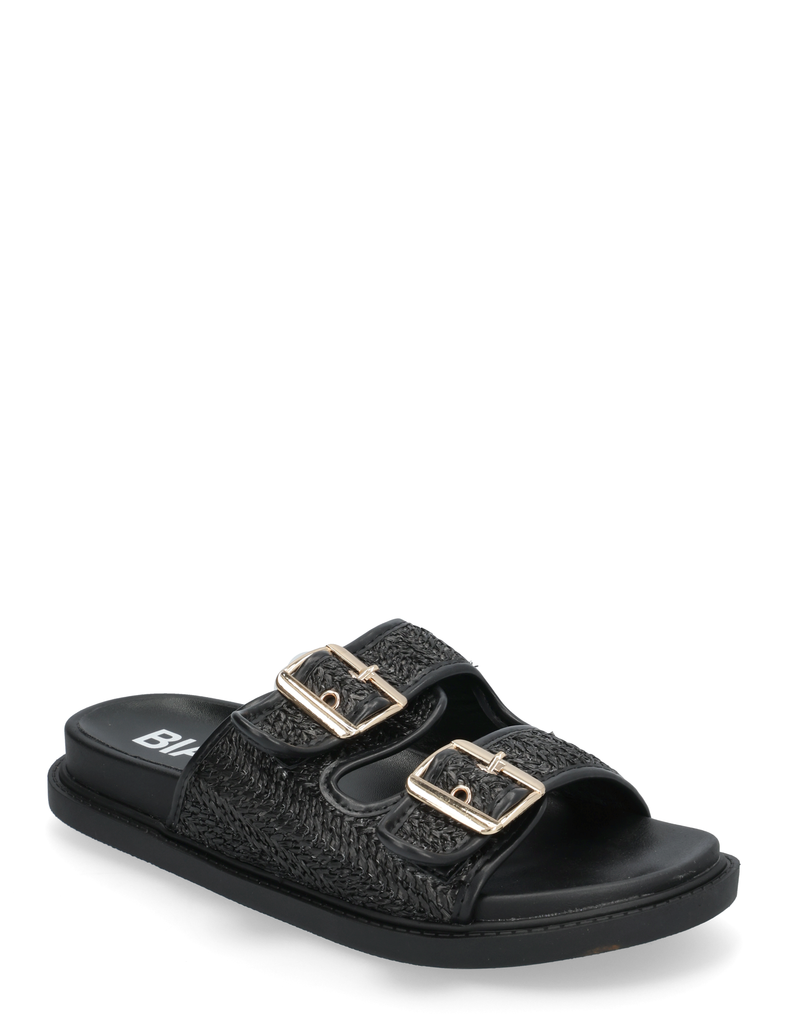 BIANCO Biaoslo Buckle Slide Raffia Schwarz - 41 - Damen