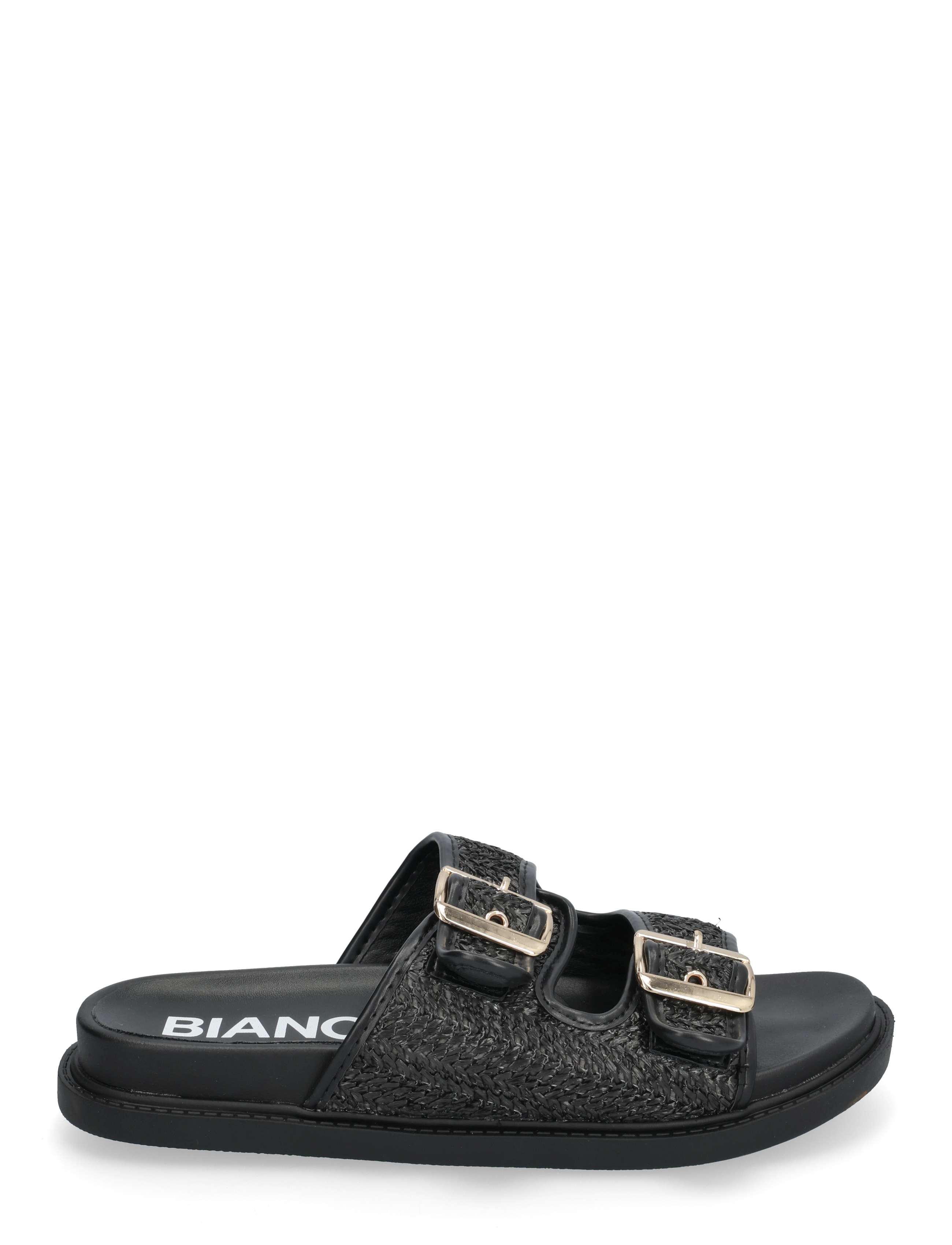 Bianco - BIAOSLO Buckle Slide Raffia - matalat sandaalit - black - 2