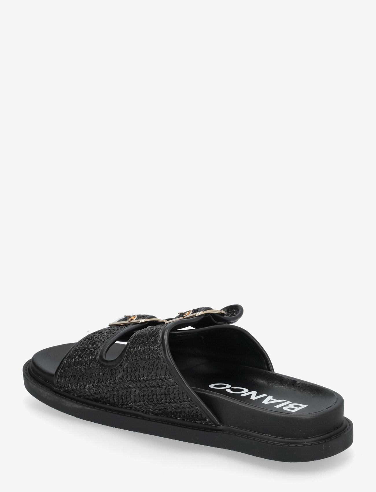 Bianco - BIAOSLO Buckle Slide Raffia - flache sandalen - black - 2