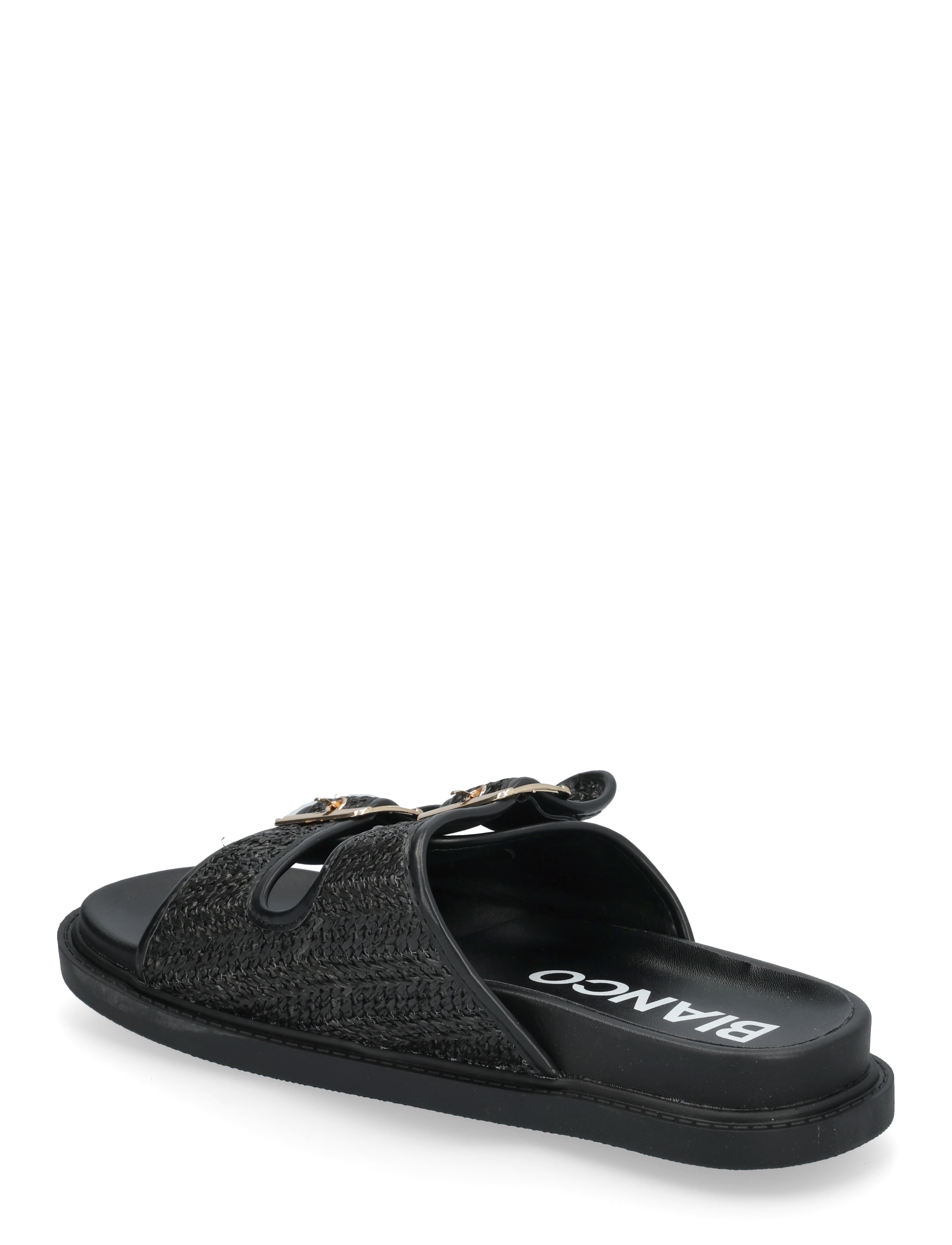 Bianco - BIAOSLO Buckle Slide Raffia - matalat sandaalit - black - 3