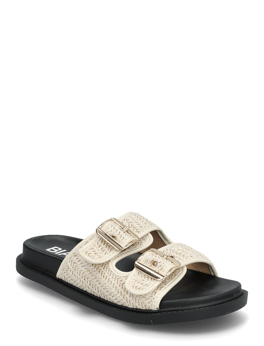 Bianco - BIAOSLO Buckle Slide Raffia - flache sandalen - off white - 1
