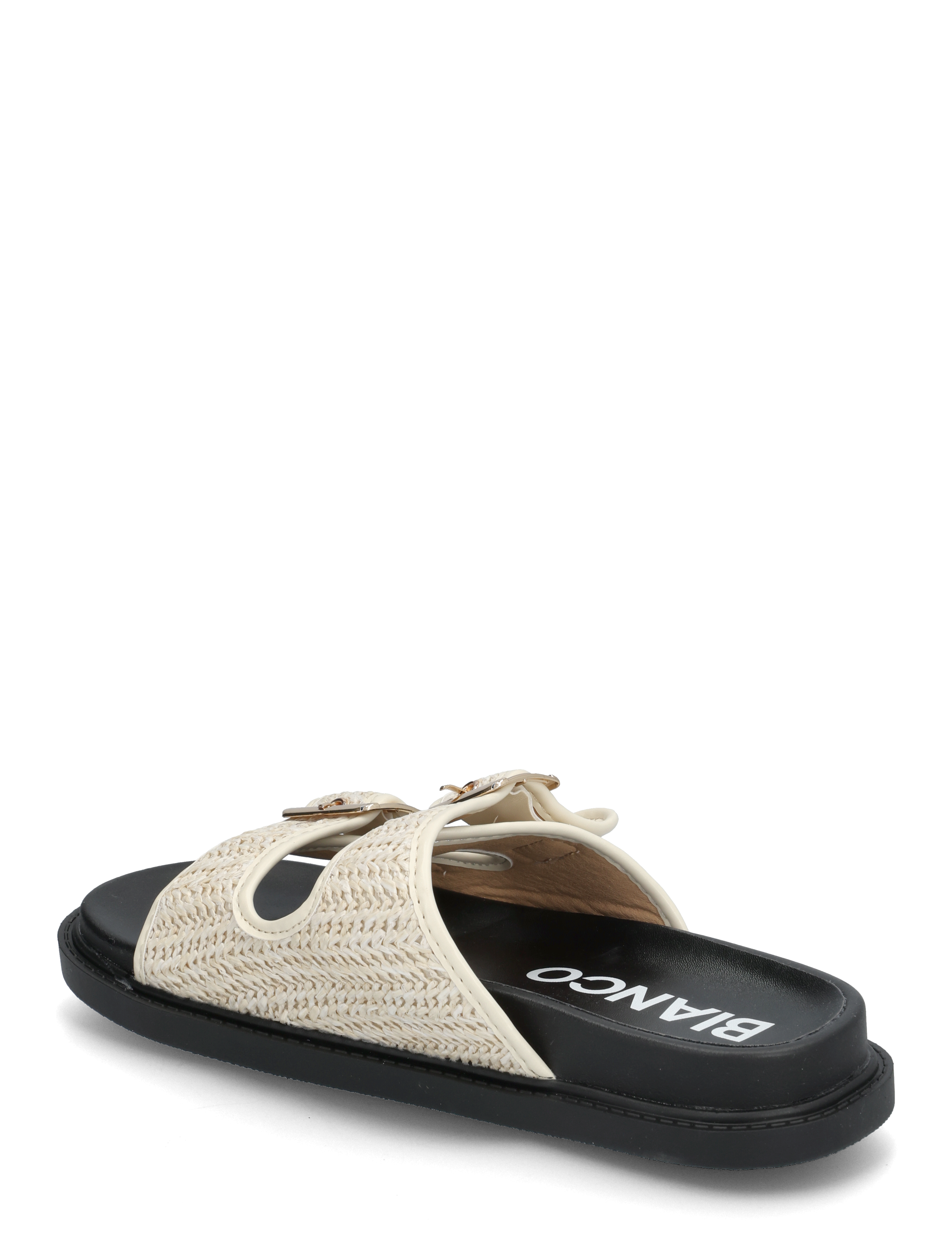 Bianco - BIAOSLO Buckle Slide Raffia - flade sandaler - off white - 3