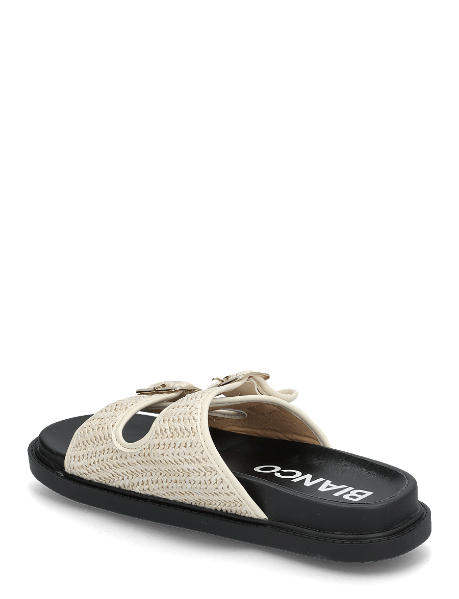 Bianco - BIAOSLO Buckle Slide Raffia - flache sandalen - off white - 3