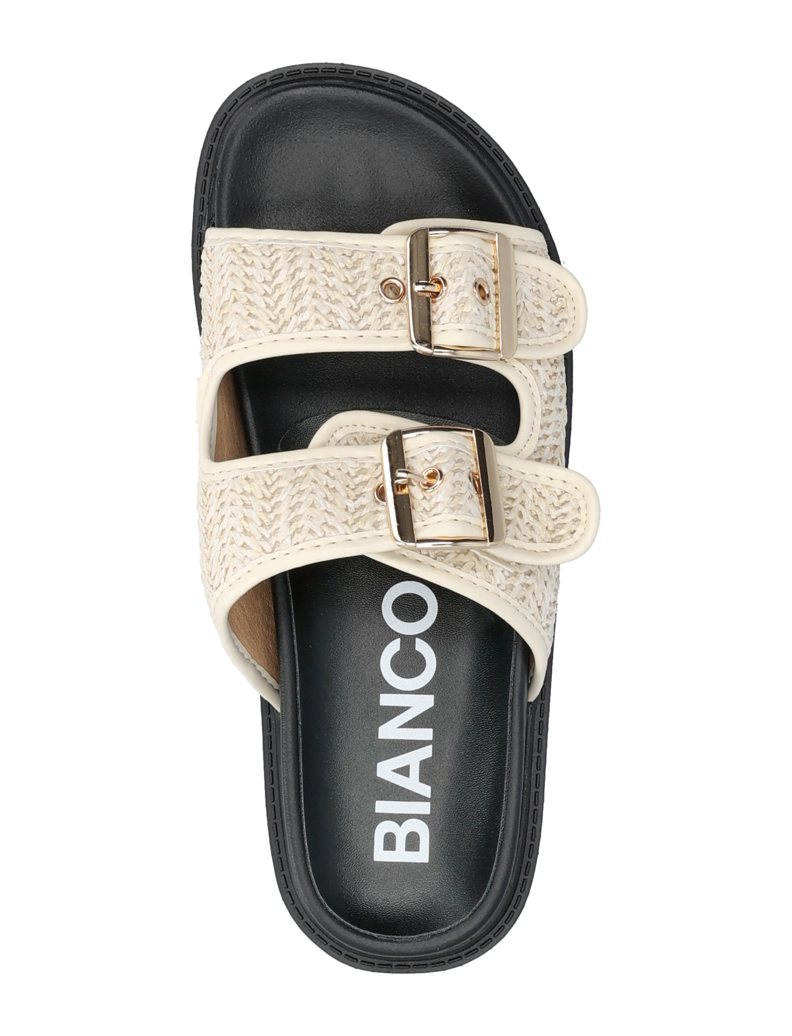 Bianco - BIAOSLO Buckle Slide Raffia - flade sandaler - off white - 4