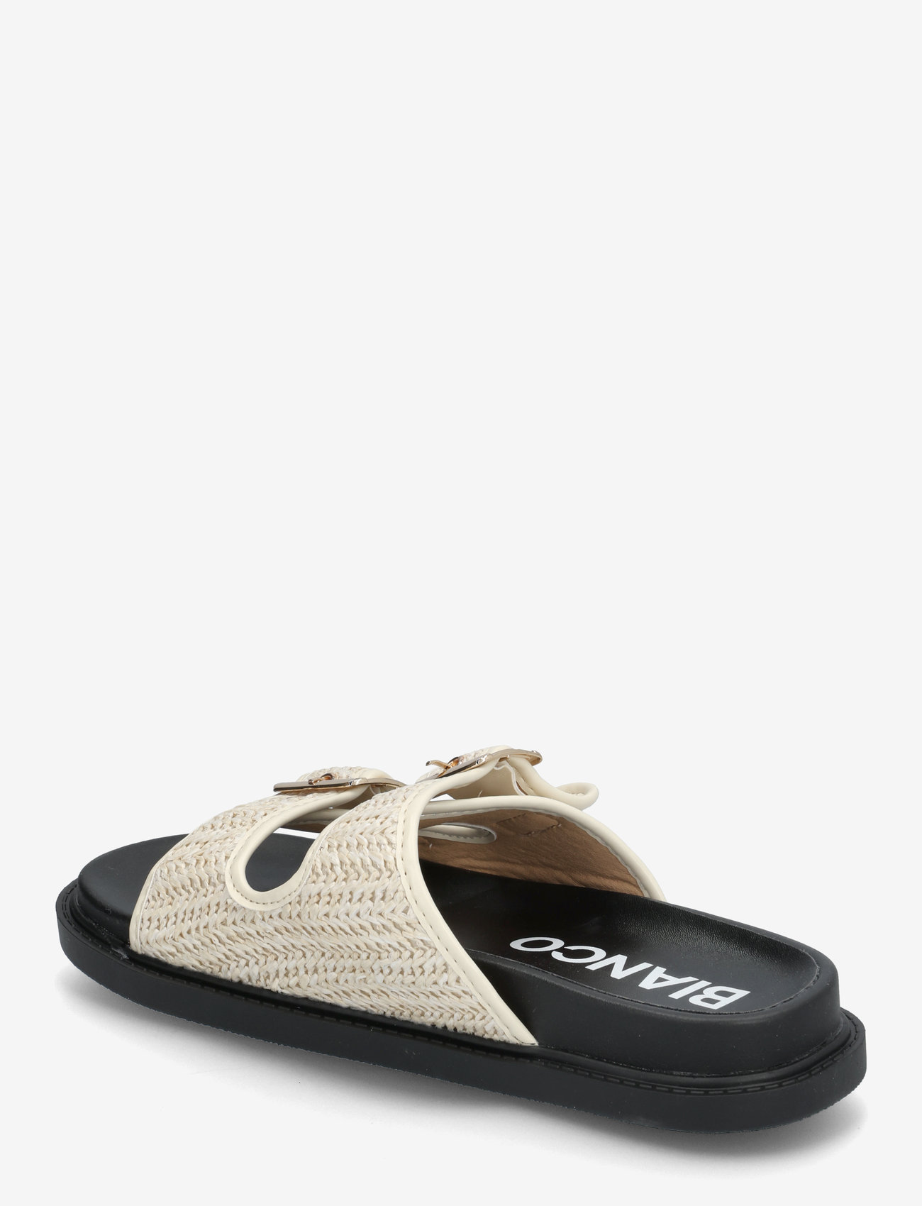 Bianco - BIAOSLO Buckle Slide Raffia - flache sandalen - off white - 2