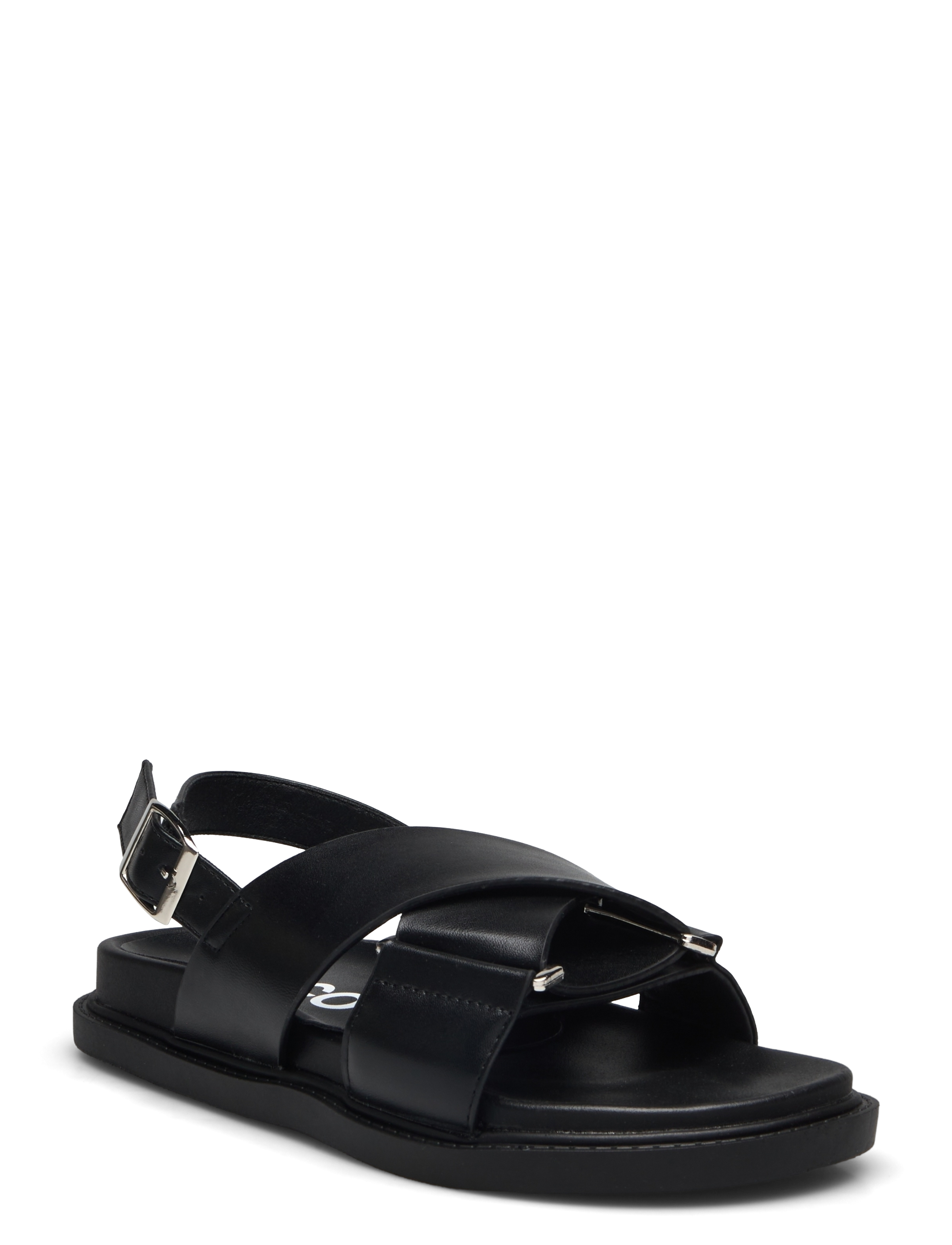 Bianco Biaoslo Cross Sandal Faux Leather, 39, Black, Sandaler > Flade Sandals, Dame