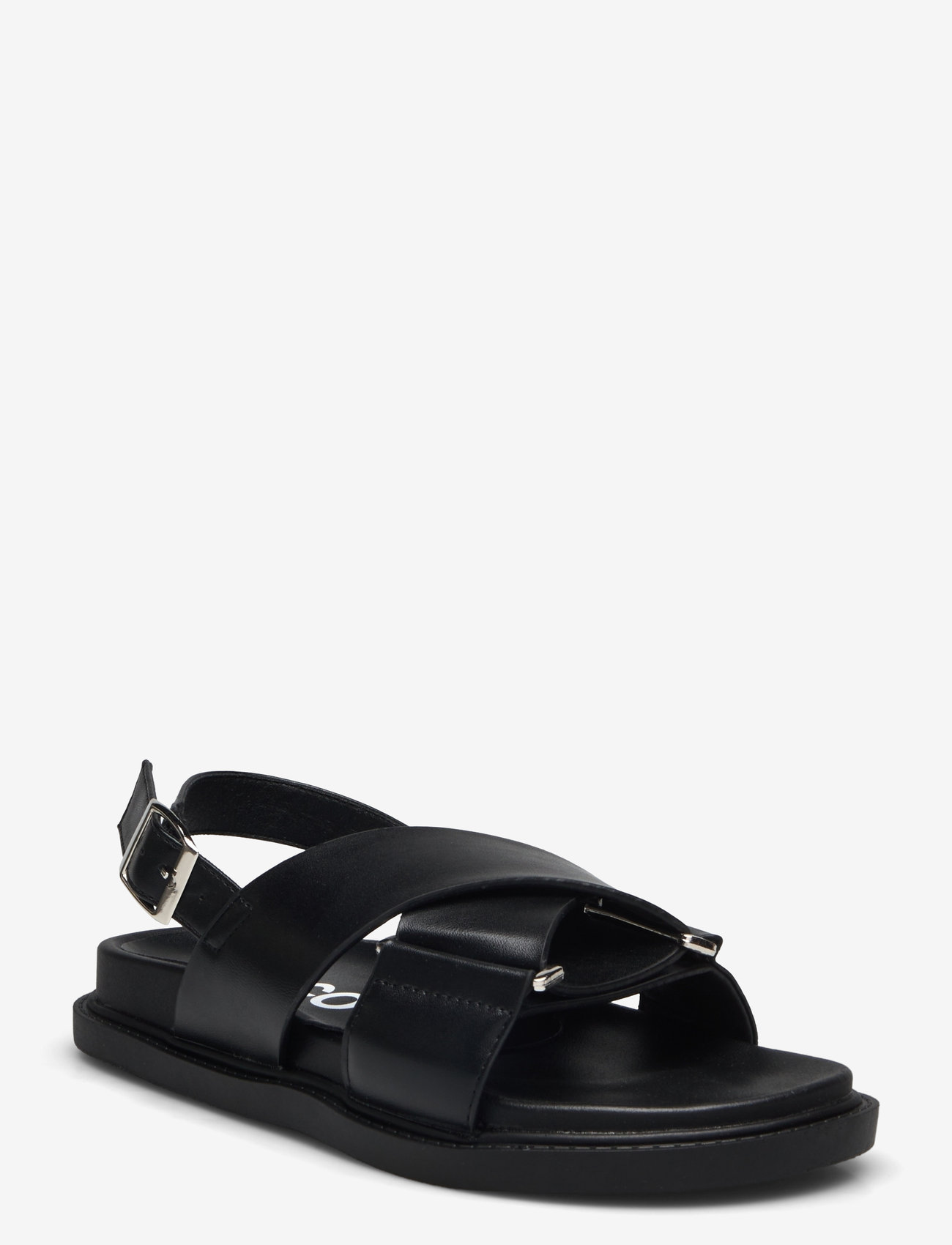Bianco - BIAOSLO Cross Sandal Faux Leather - platta sandaler - black - 0