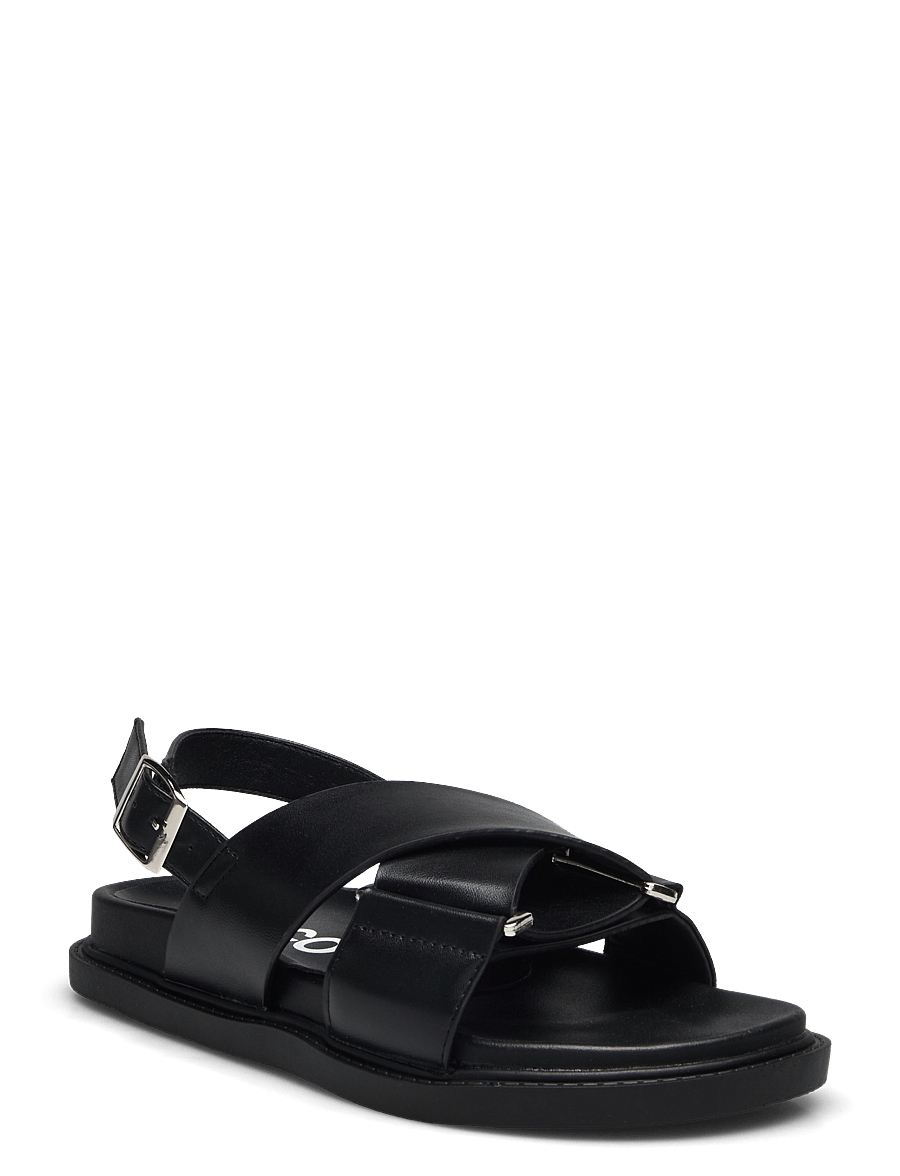 Bianco - BIAOSLO Cross Sandal Faux Leather - sandales plates - black - 0