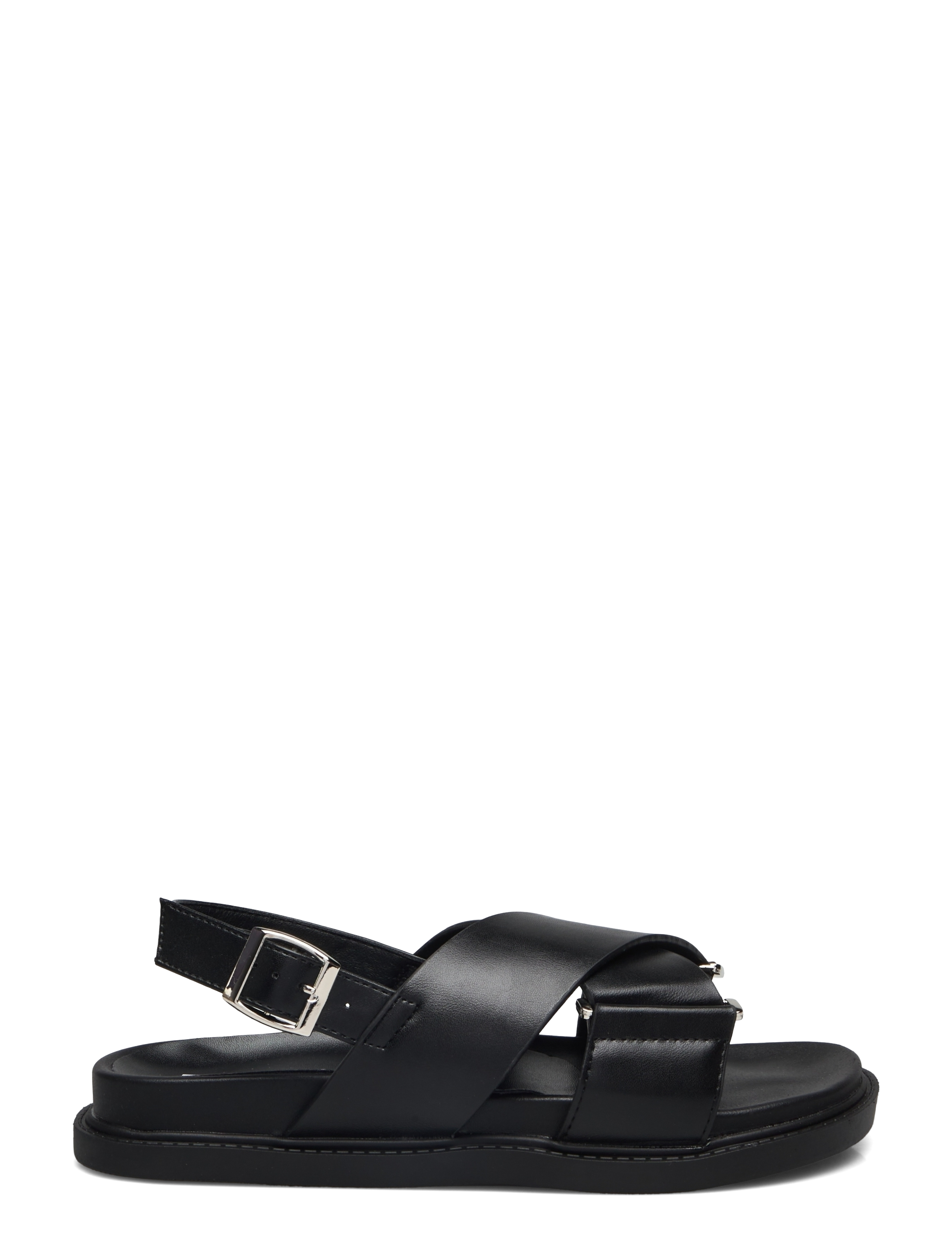 Bianco - BIAOSLO Cross Sandal Faux Leather - sandales plates - black - 1