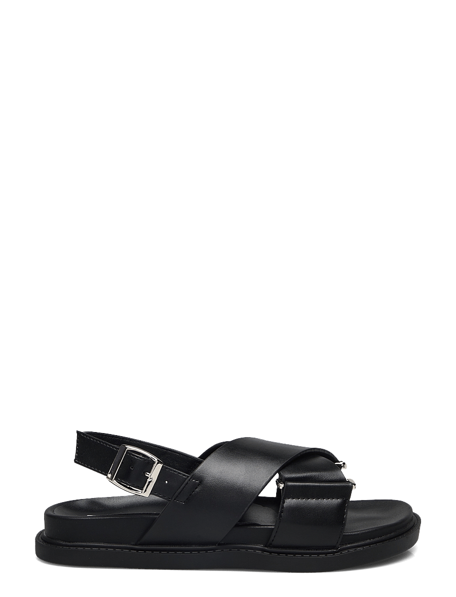 Bianco - BIAOSLO Cross Sandal Faux Leather - sandales plates - black - 1