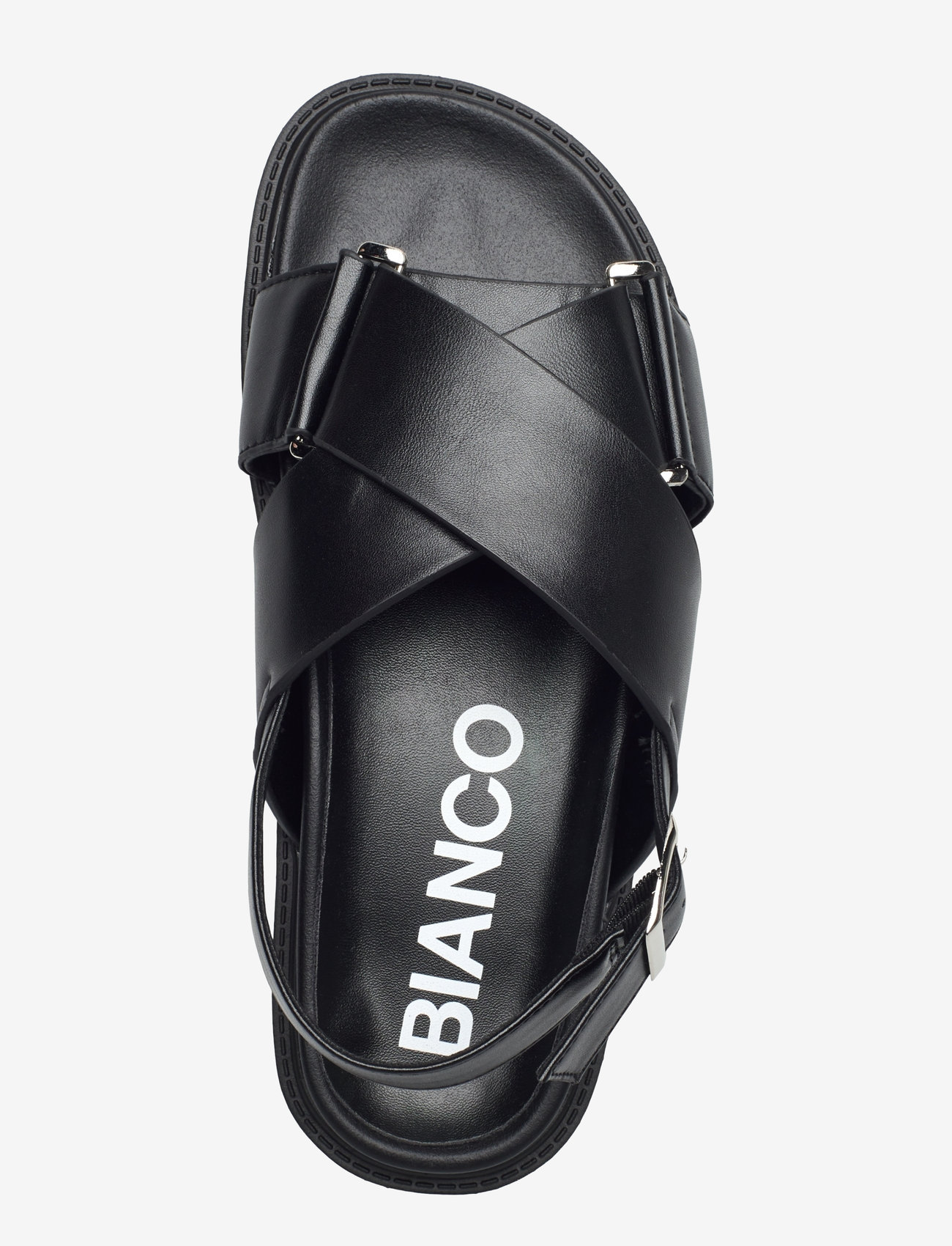Bianco - BIAOSLO Cross Sandal Faux Leather - platta sandaler - black - 3