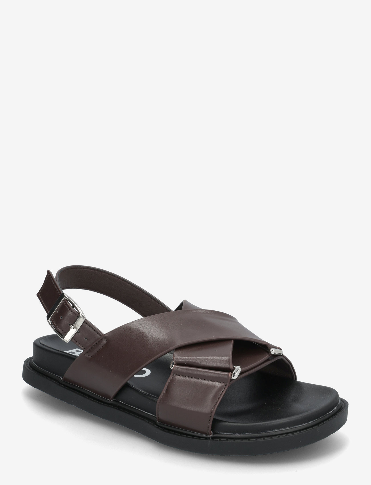 Bianco - BIAOSLO Cross Sandal Faux Leather - platta sandaler - brown - 0
