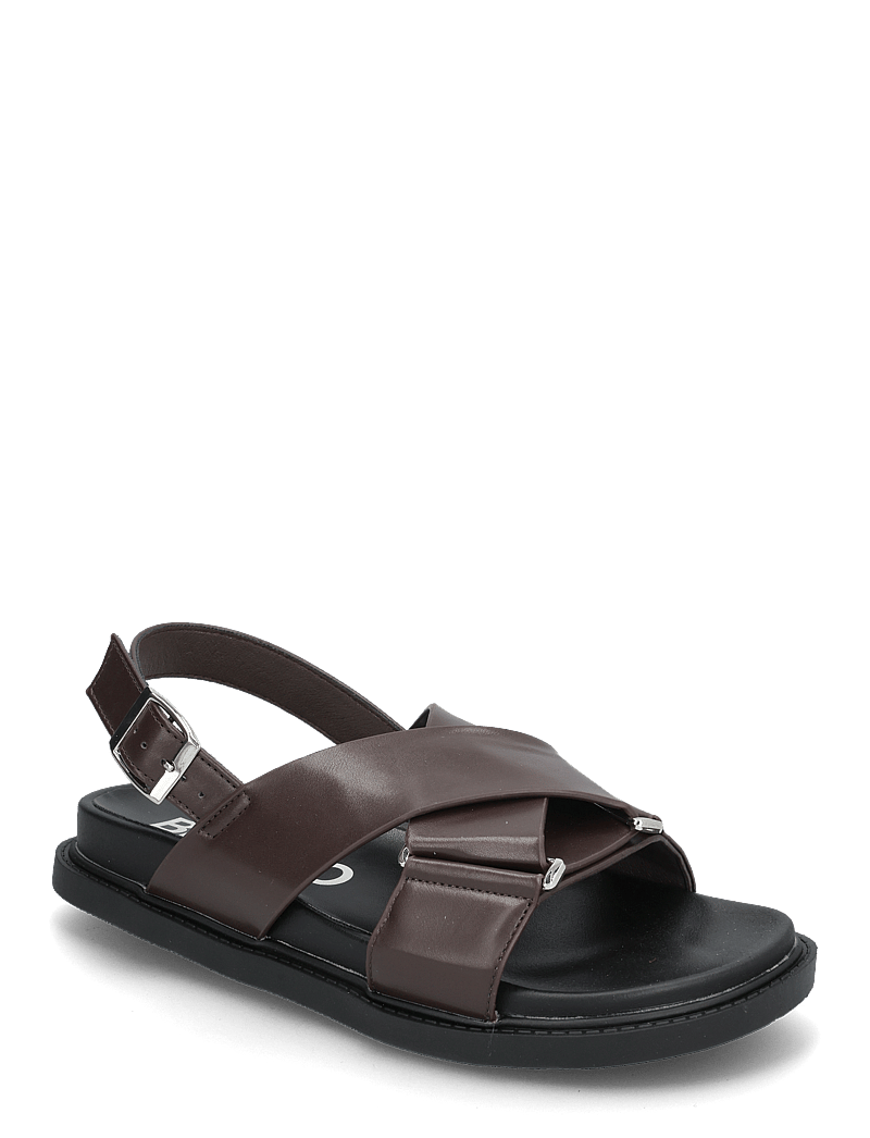 Bianco - BIAOSLO Cross Sandal Faux Leather - platta sandaler - brown - 0