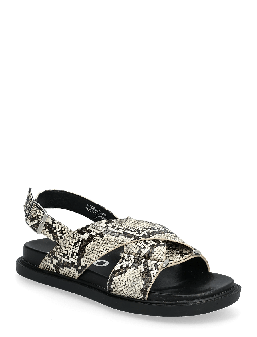 Bianco - BIAOSLO Cross Sandal Faux Leather - sandales plates - white snake - 0