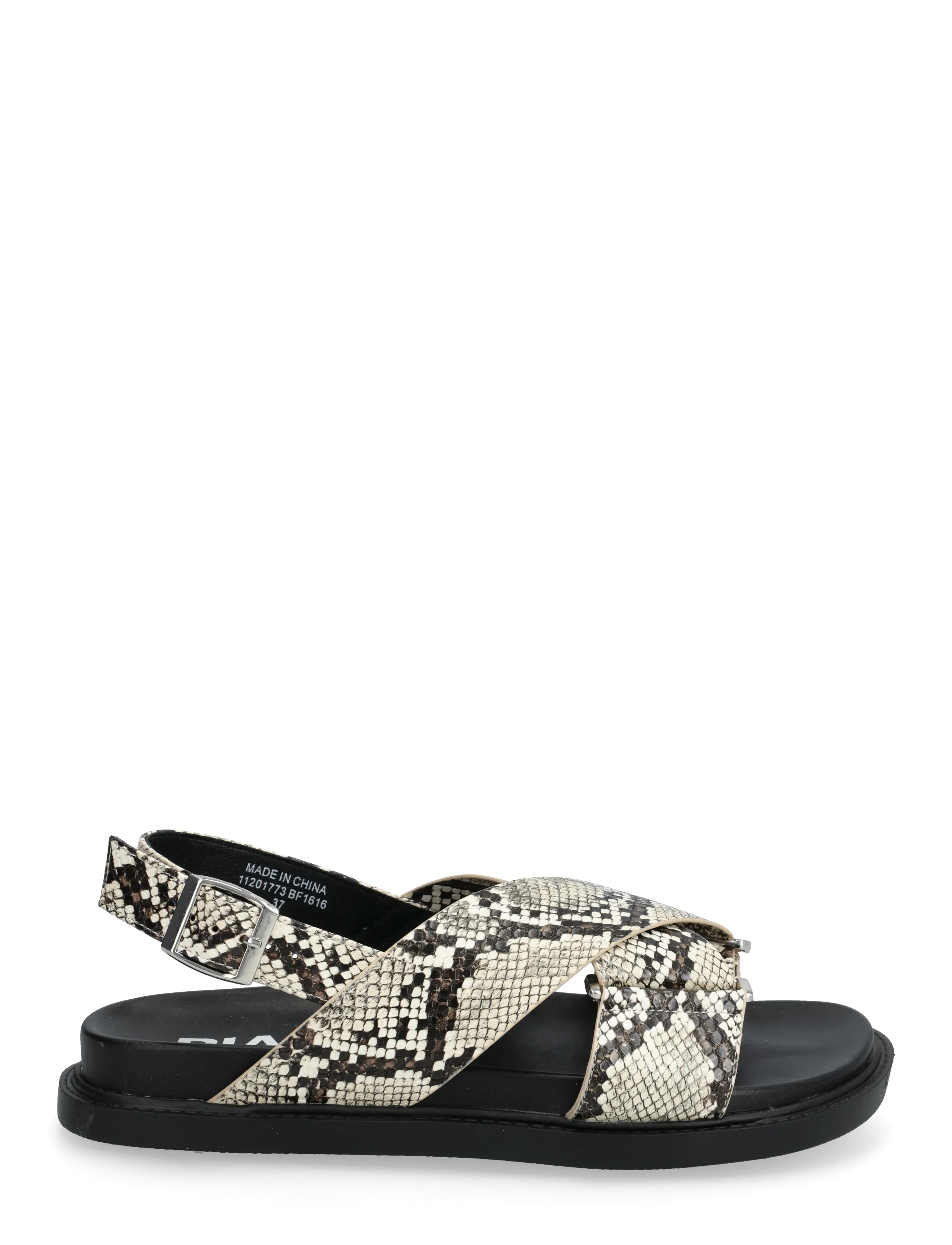 Bianco - BIAOSLO Cross Sandal Faux Leather - sandales plates - white snake - 1