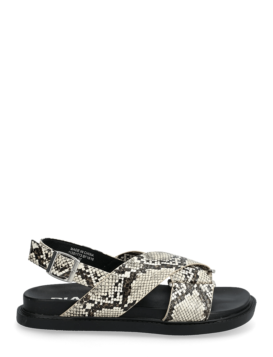 Bianco - BIAOSLO Cross Sandal Faux Leather - sandales plates - white snake - 1