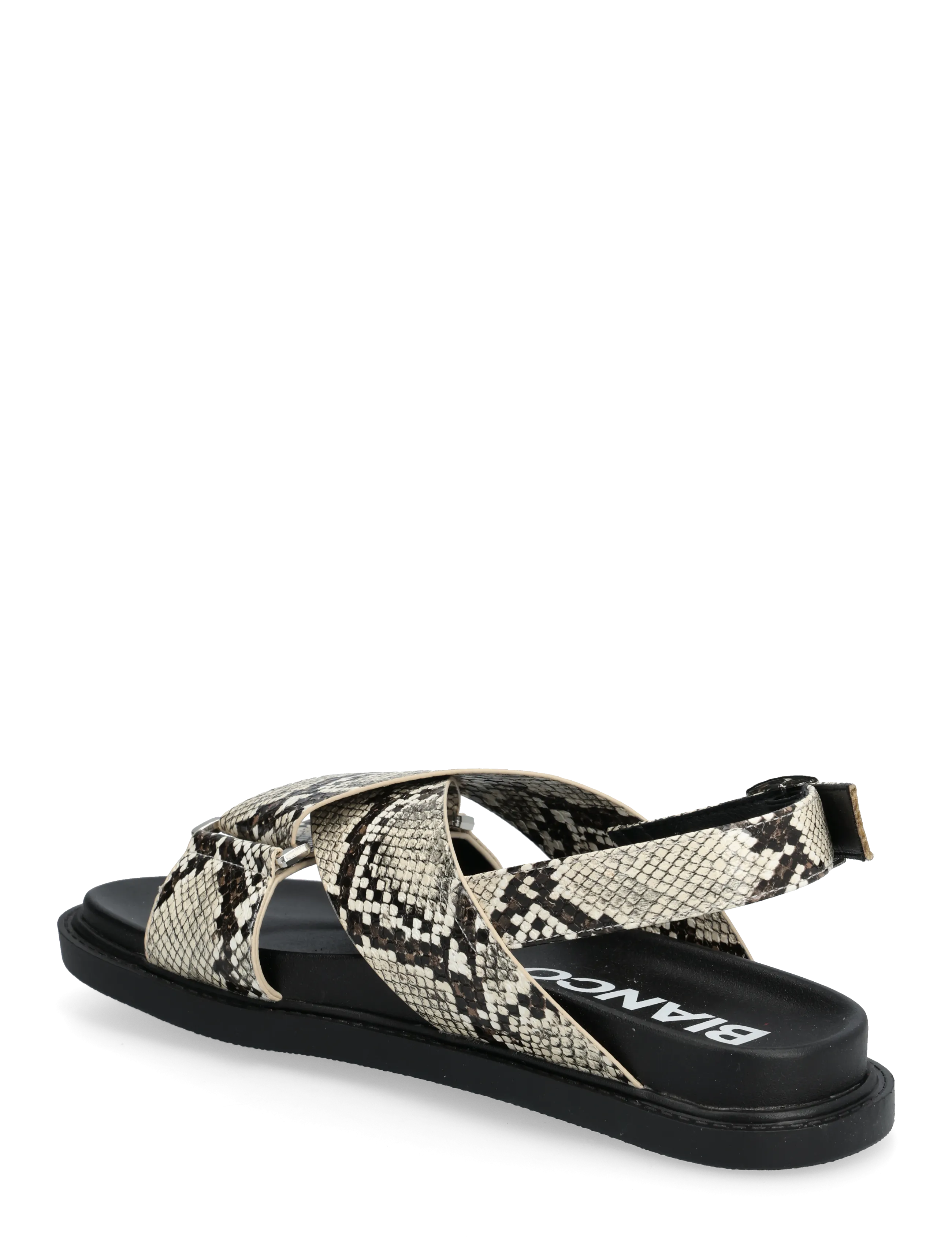 Bianco - BIAOSLO Cross Sandal Faux Leather - sandales plates - white snake - 2