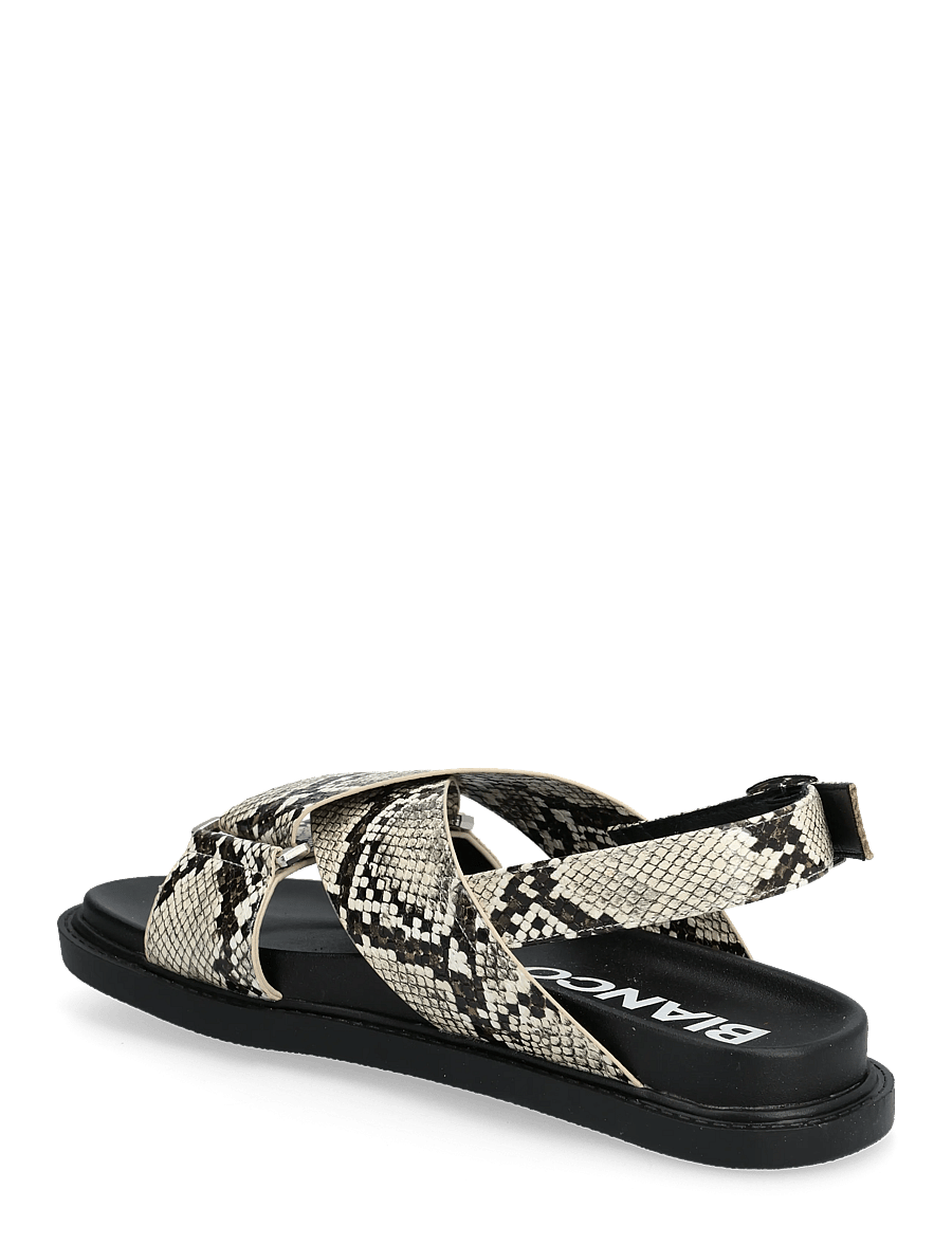 Bianco - BIAOSLO Cross Sandal Faux Leather - sandales plates - white snake - 2