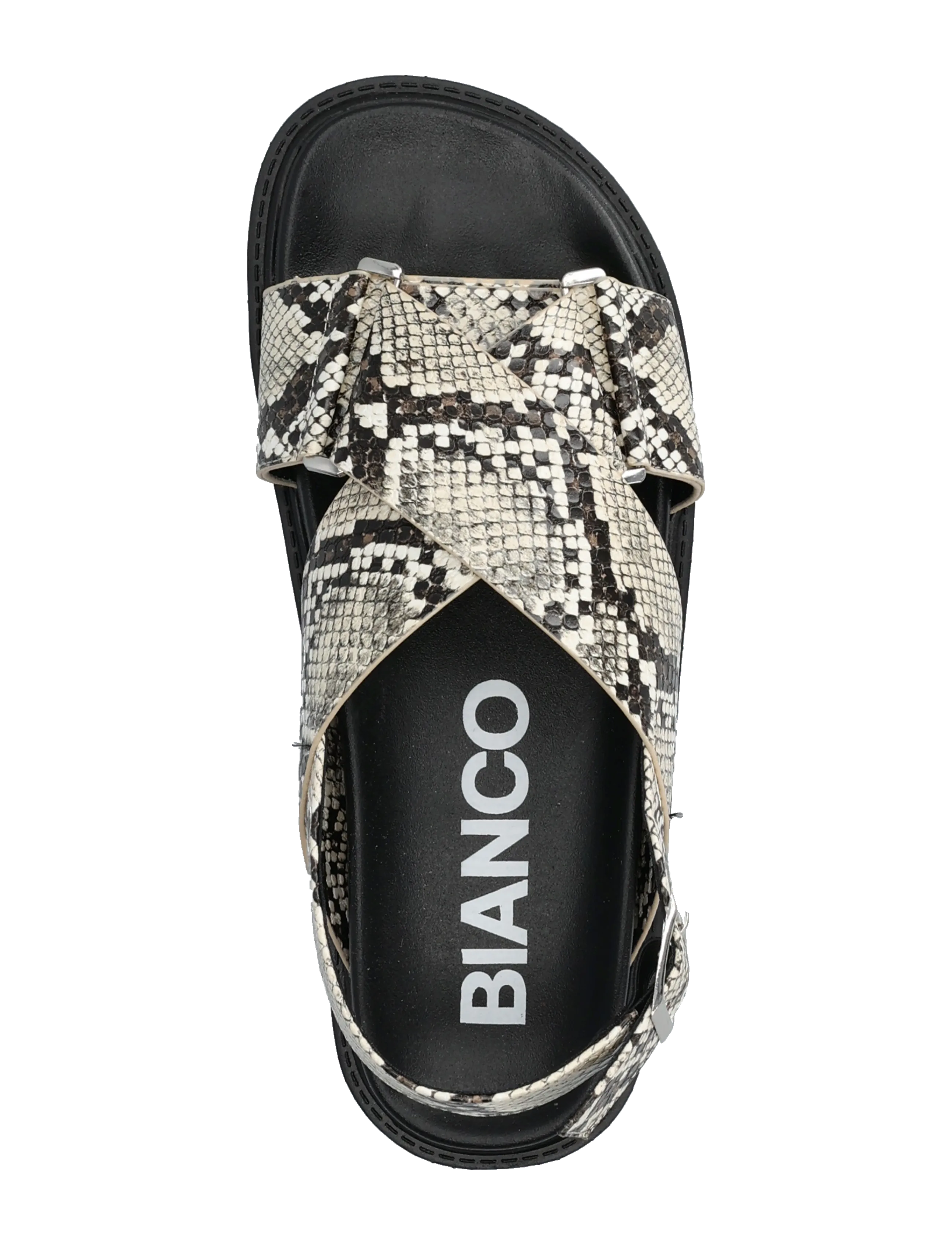 Bianco - BIAOSLO Cross Sandal Faux Leather - sandales plates - white snake - 3