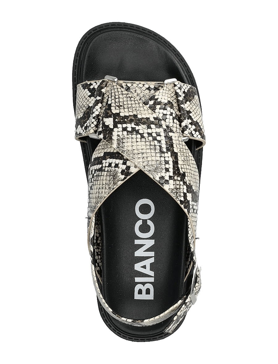 Bianco - BIAOSLO Cross Sandal Faux Leather - sandales plates - white snake - 3