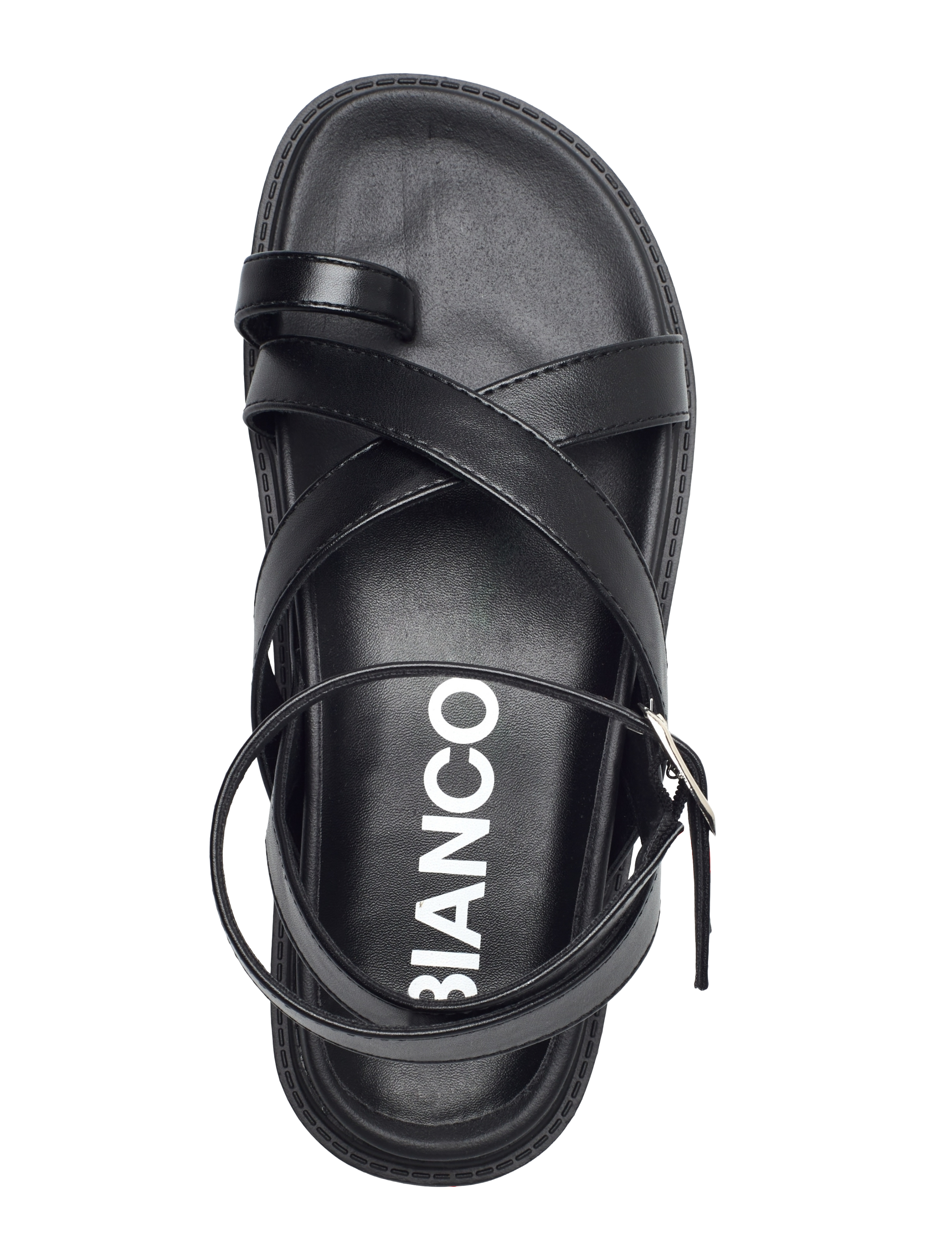 Bianco - BIAOSLO Toe Post Sandal Faux Leather - płaskie sandały - black - 3