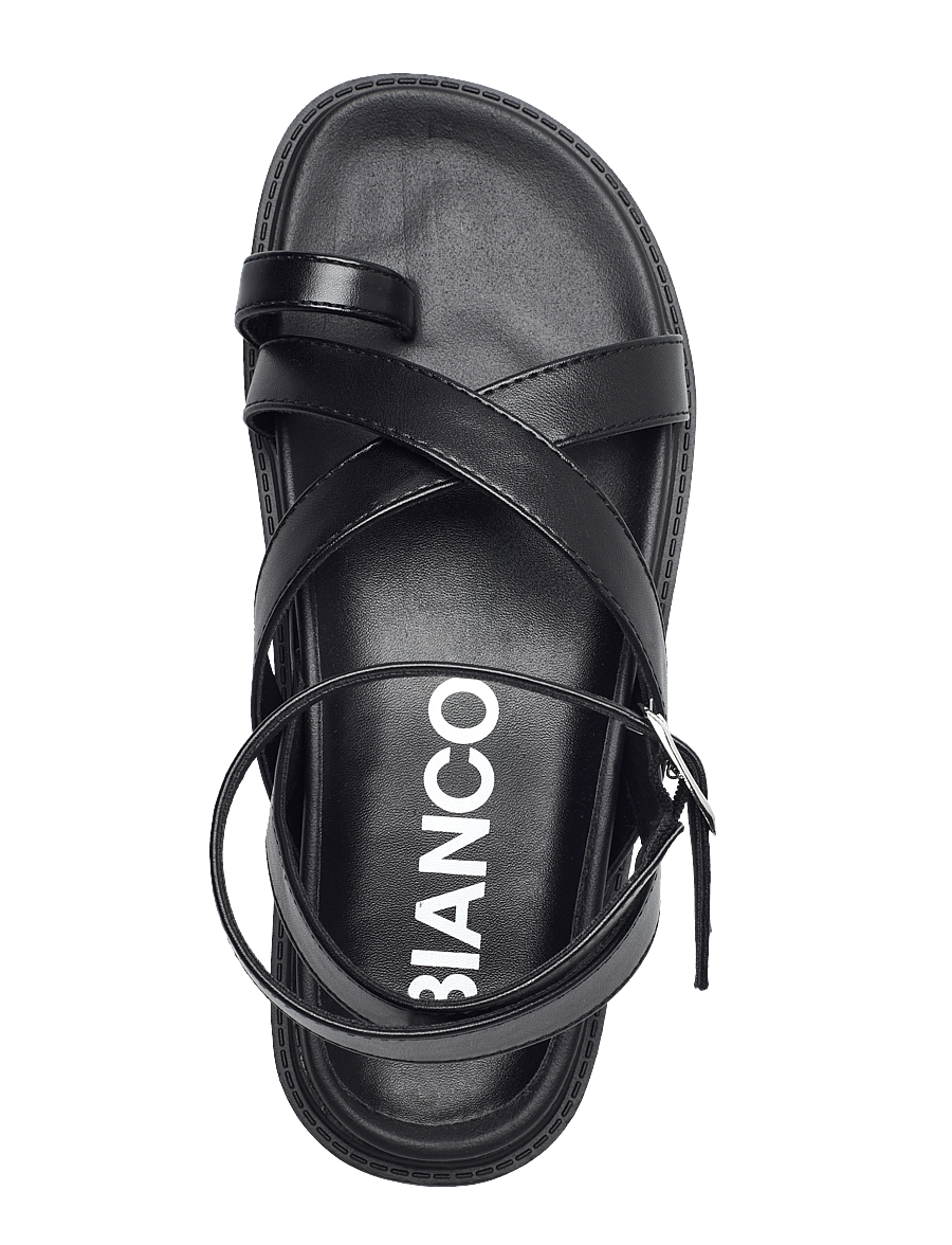Bianco - BIAOSLO Toe Post Sandal Faux Leather - flat sandals - black - 3