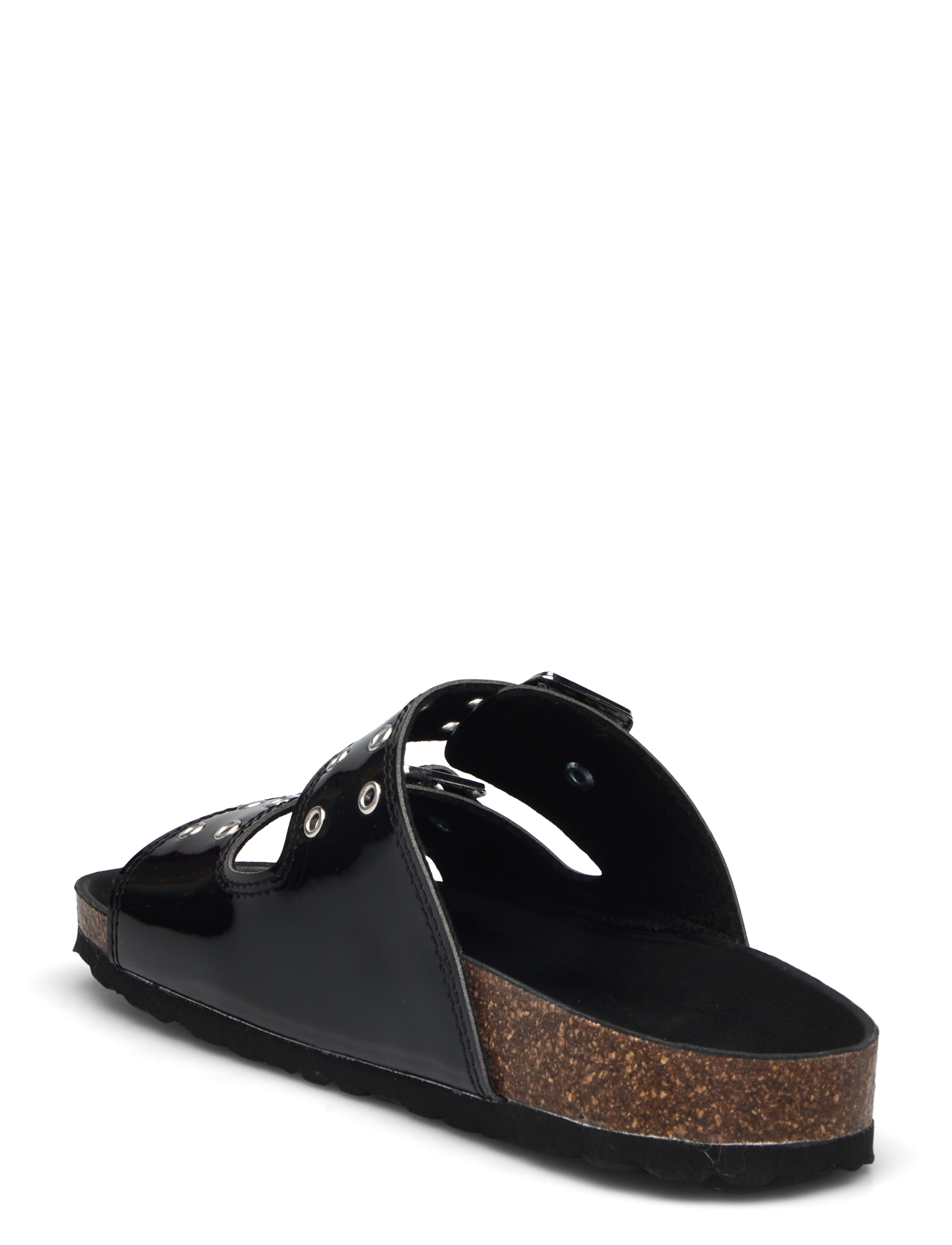 Bianco - BIAMIAMI Two Buckle Slide Patent Leather - flade sandaler - black - 2