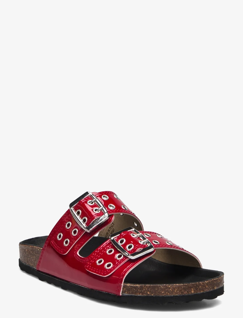 Bianco - BIAMIAMI Two Buckle Slide Patent Leather - platta sandaler - red - 1