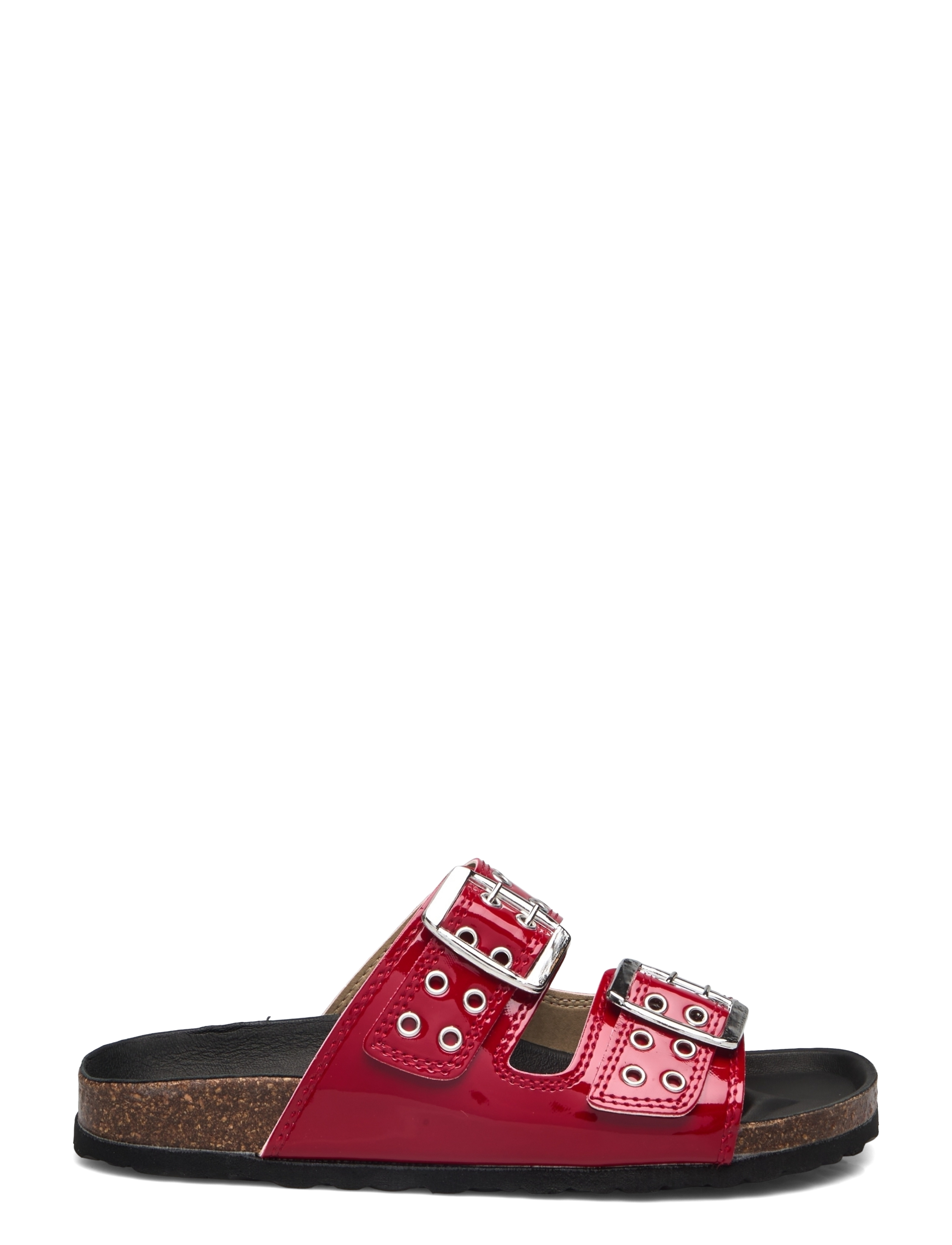 Bianco - BIAMIAMI Two Buckle Slide Patent Leather - flade sandaler - red - 2
