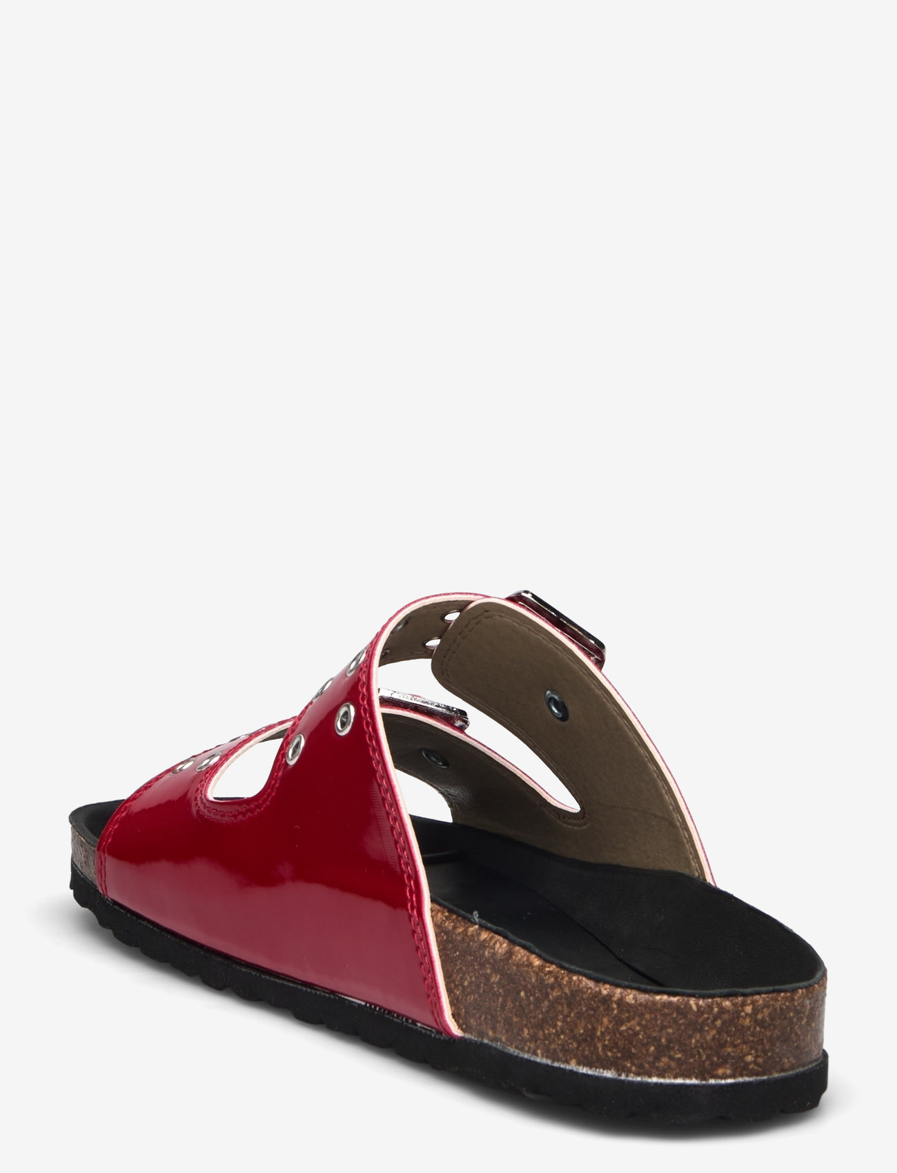 Bianco - BIAMIAMI Two Buckle Slide Patent Leather - platta sandaler - red - 3
