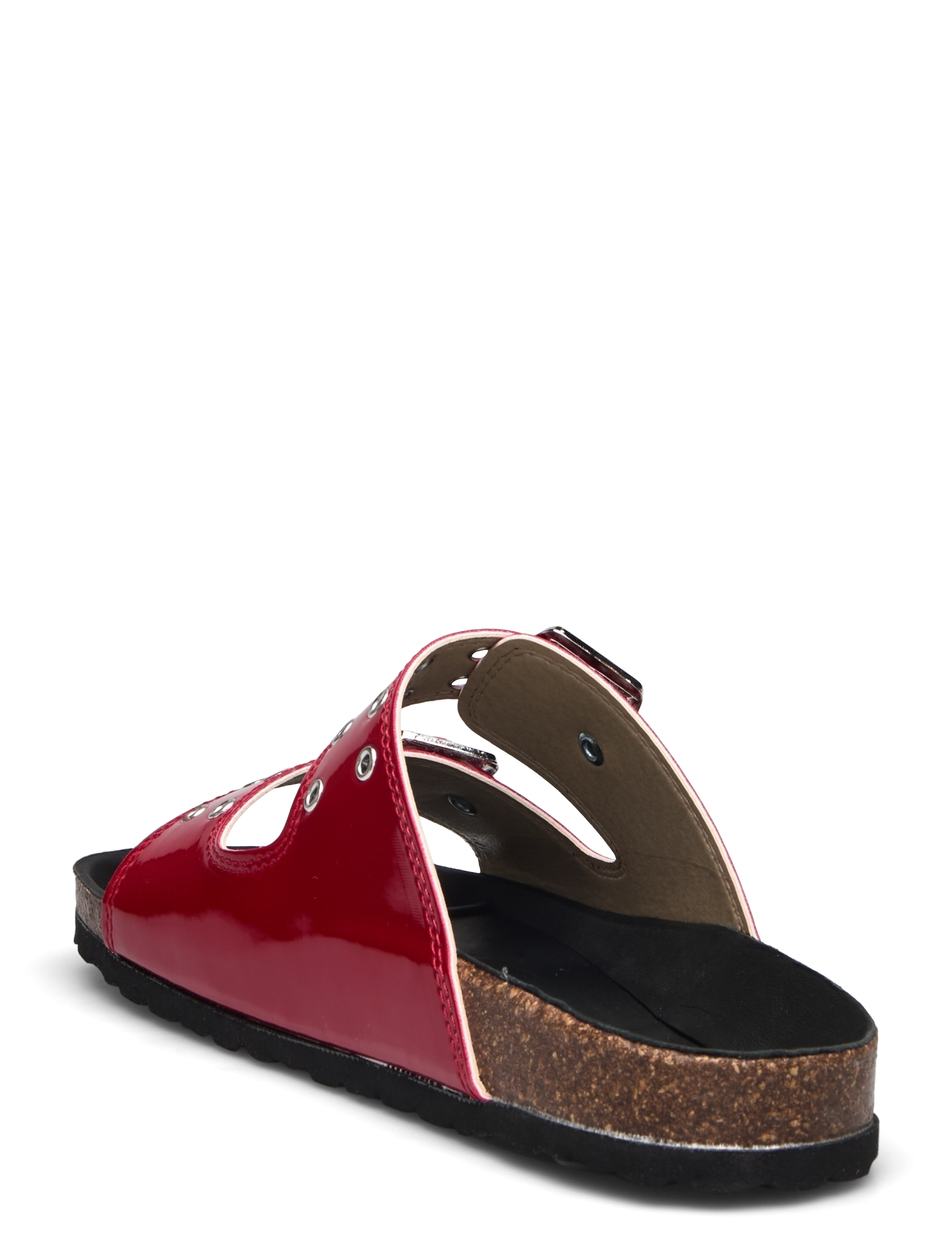 Bianco - BIAMIAMI Two Buckle Slide Patent Leather - flade sandaler - red - 3