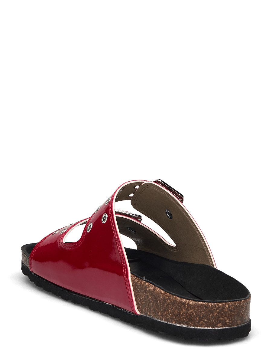 Bianco - BIAMIAMI Two Buckle Slide Patent Leather - flade sandaler - red - 3