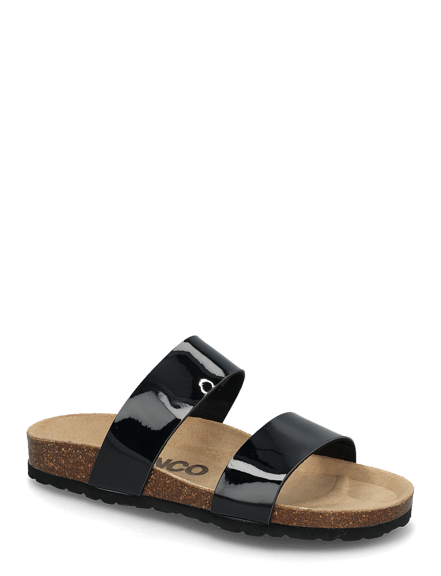 Bianco - BIABETRICIA Twin Strap Sandal Patent Leather - flache sandalen - black - 0