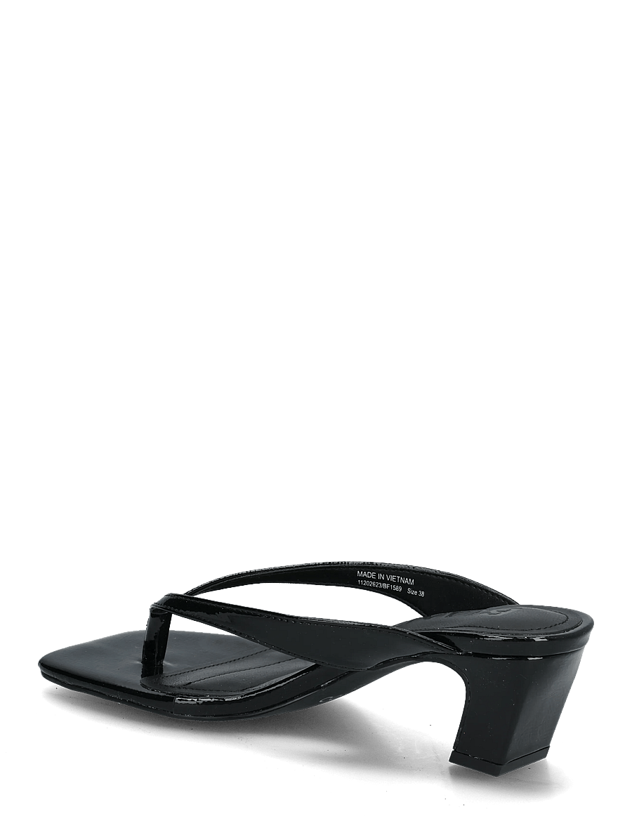 Bianco - BIASPICE Toe Post Faux Leather - sandaler med hæl - black patent - 2