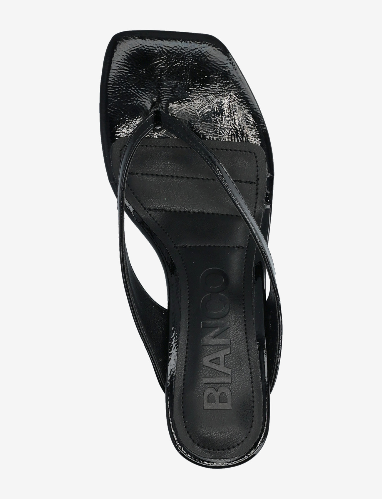 Bianco - BIASPICE Toe Post Faux Leather - sandaler med hæl - black patent - 3