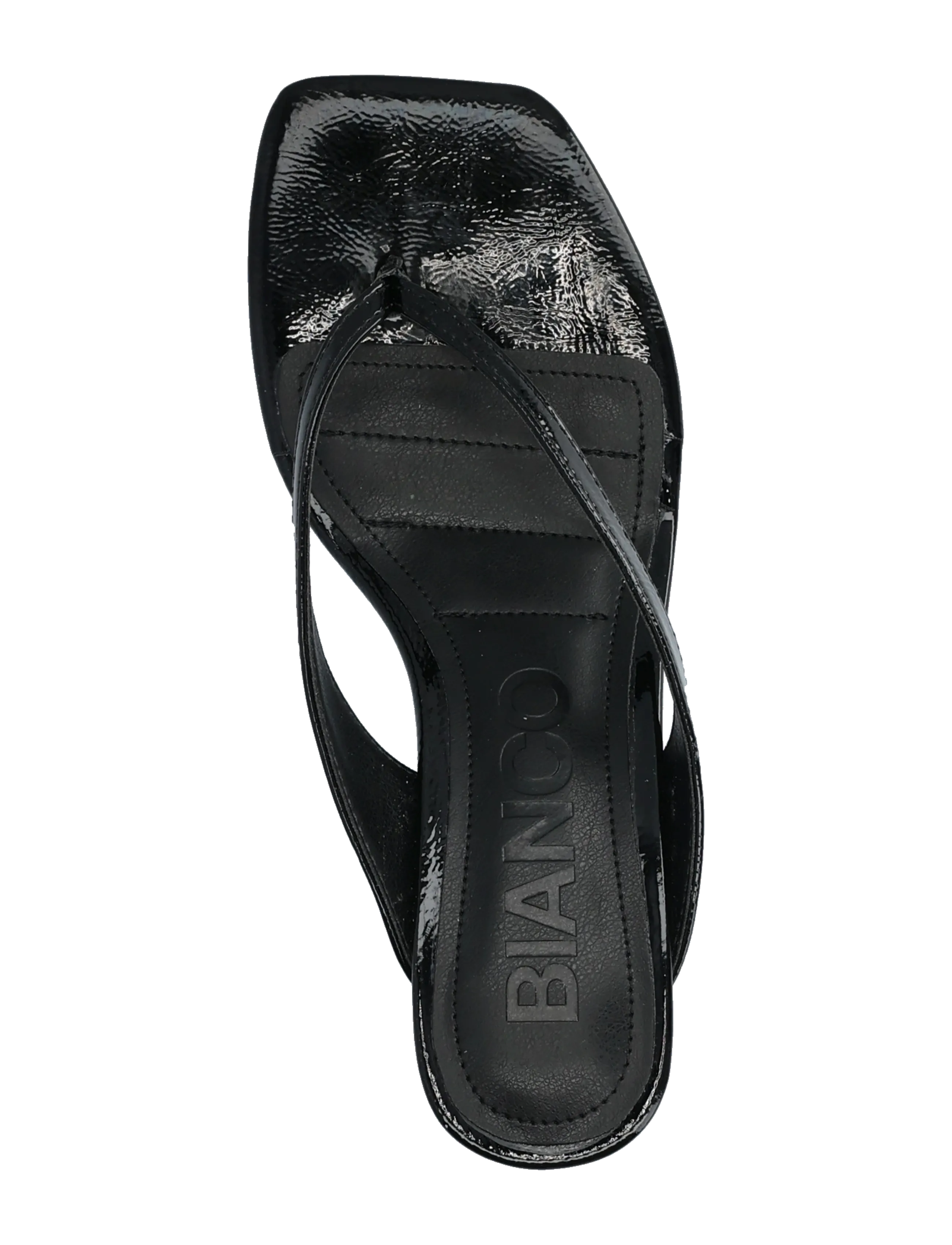 Bianco - BIASPICE Toe Post Faux Leather - heeled sandals - black patent - 3