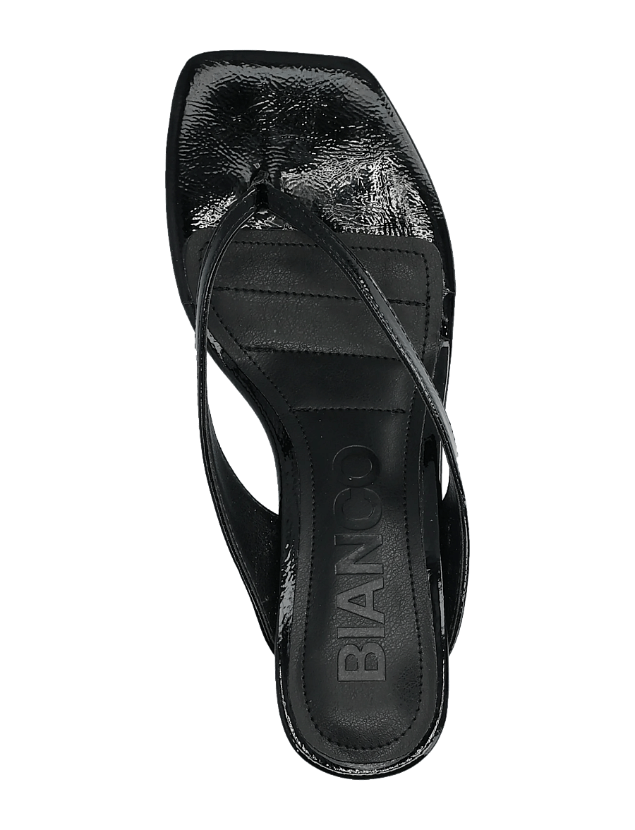 Bianco - BIASPICE Toe Post Faux Leather - sandaler med hæl - black patent - 3