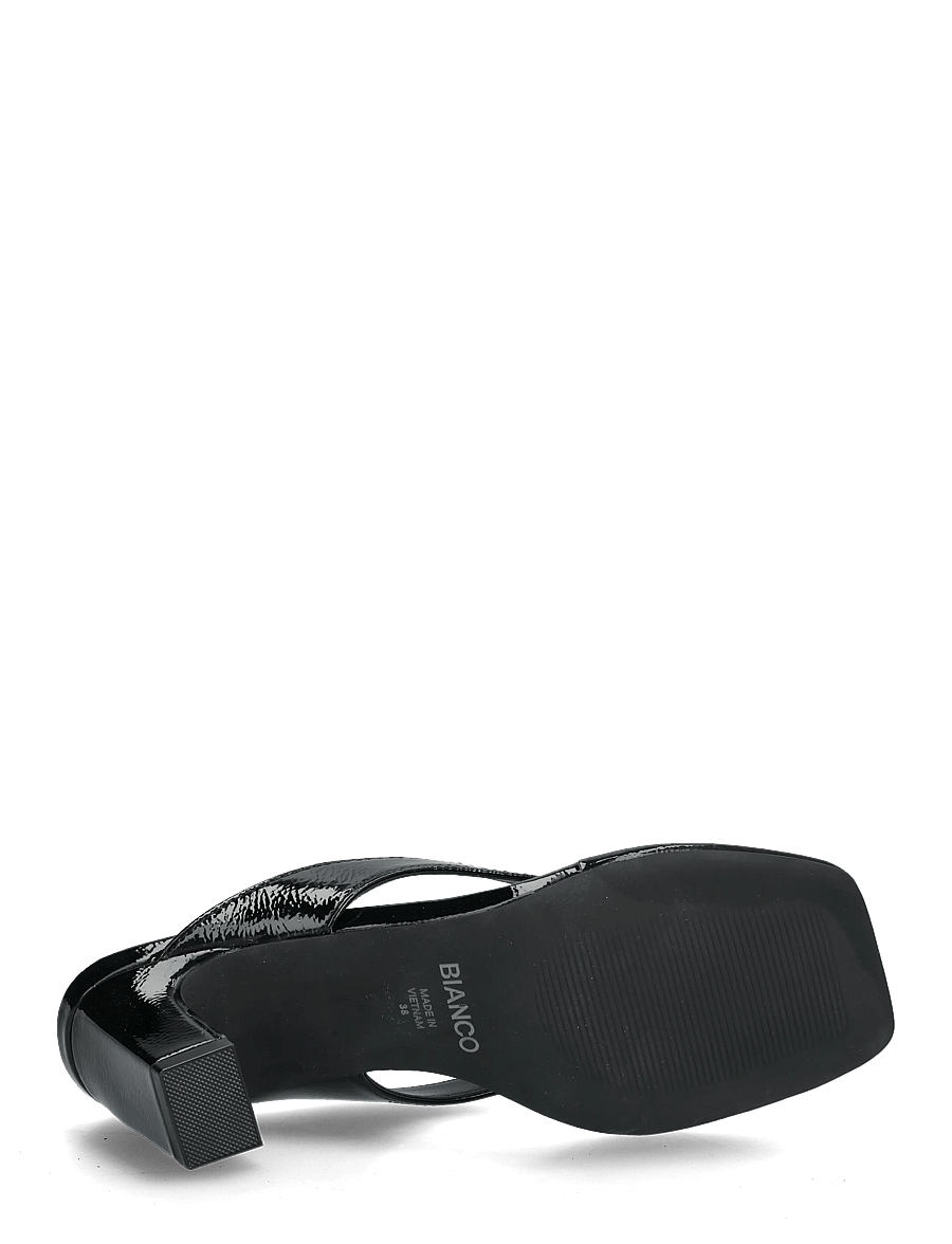 Bianco - BIASPICE Toe Post Faux Leather - sandaler med hæl - black patent - 4