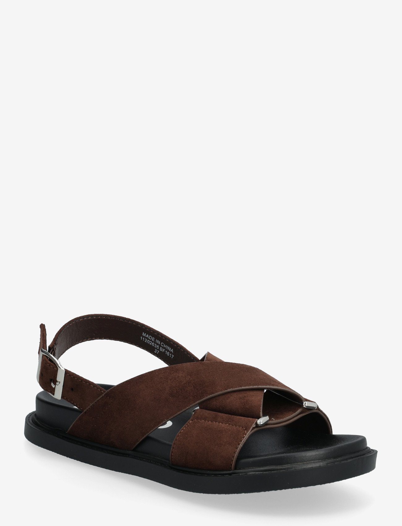 Bianco - BIAOSLO Cross Sandal Faux Suede - flat sandals - brown - 0