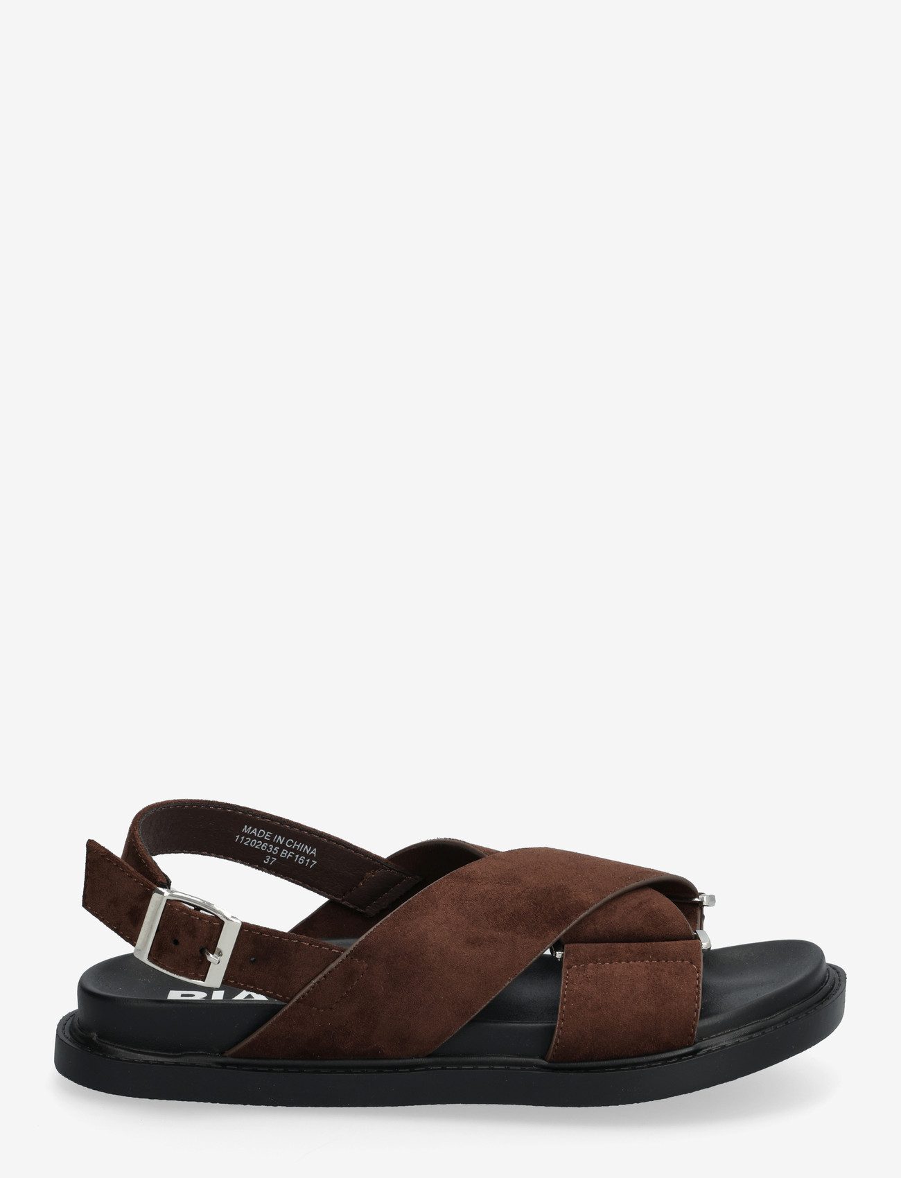 Bianco - BIAOSLO Cross Sandal Faux Suede - flat sandals - brown - 1