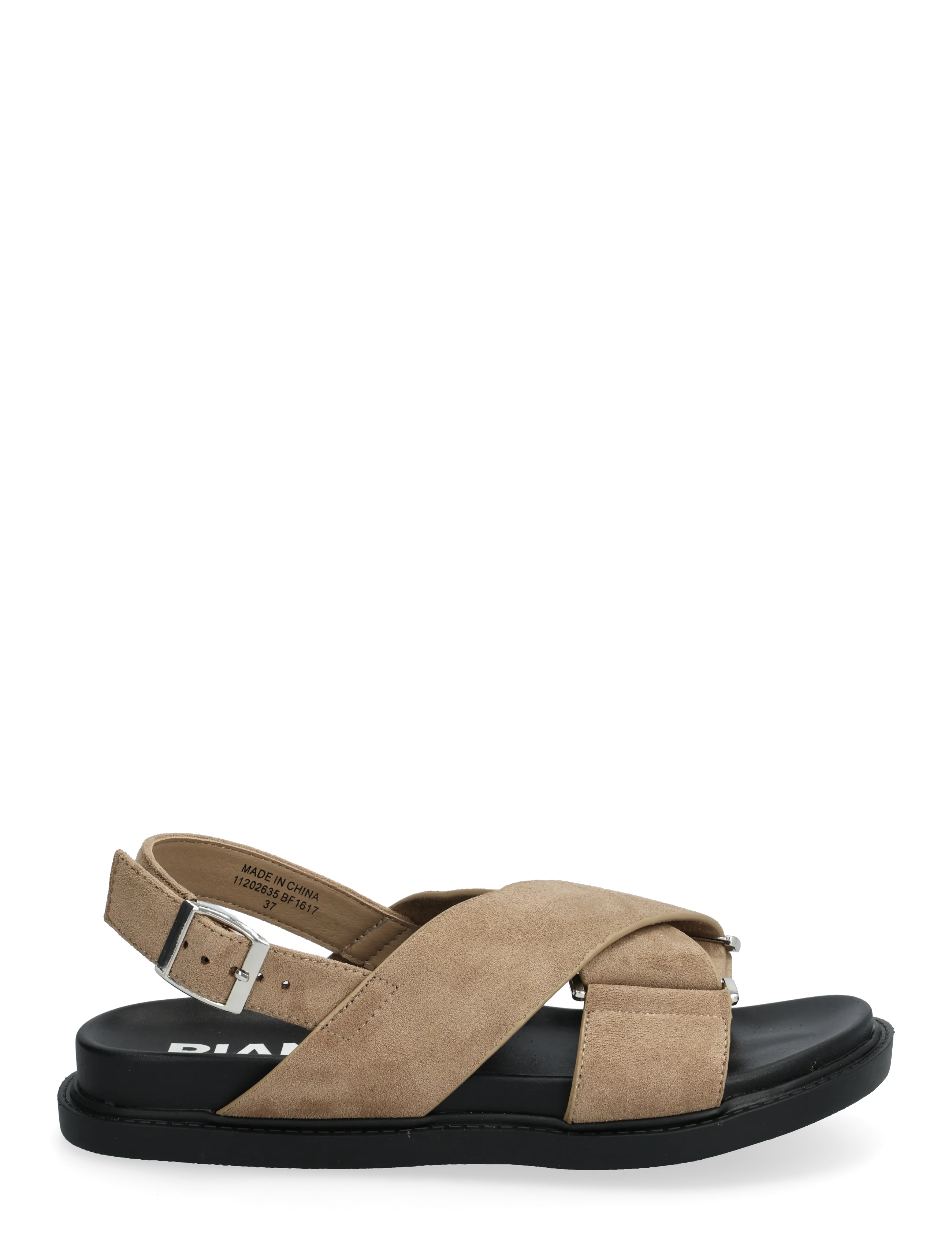 Bianco - BIAOSLO Cross Sandal Faux Suede - sandales plates - sand - 1