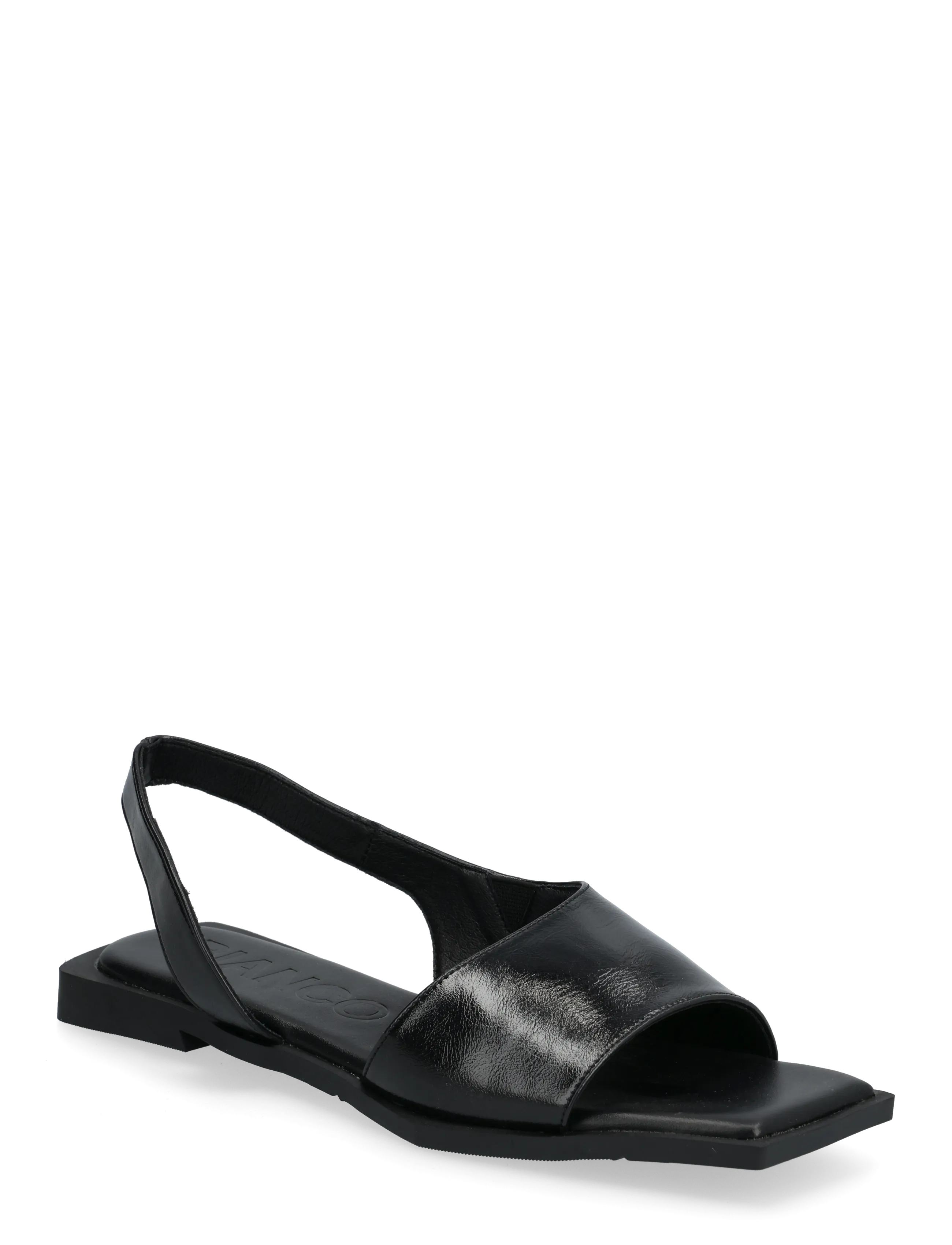 Bianco BIAYVE Square Slingback Sandal Faux Leather - Flade slingbacks - SHINY BLACK / black
