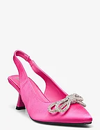 BIAPRETTY Crystal Bow Sling Back Satin - HOT PINK