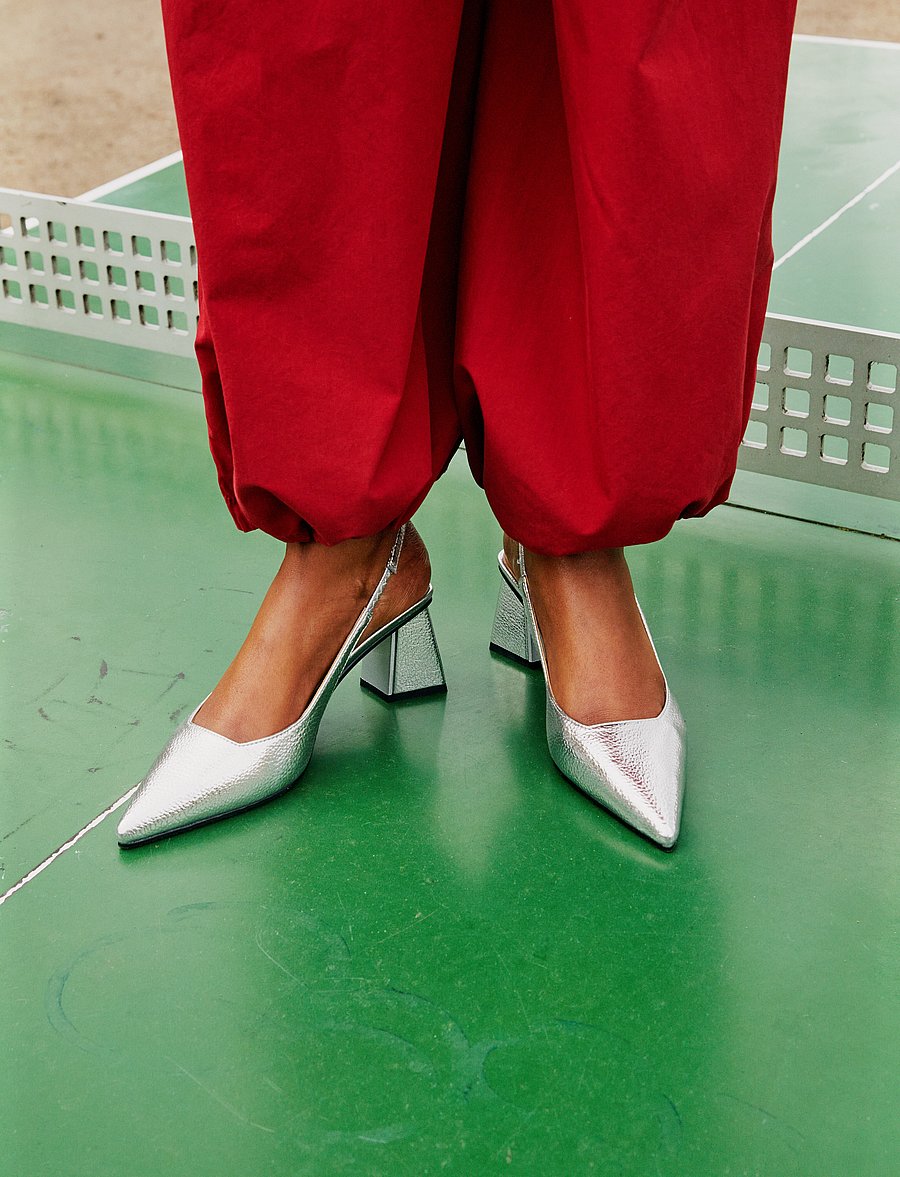 Bianco - BIAMARALYN Slingback Metallic - högklackade slingbacks - silver - 0