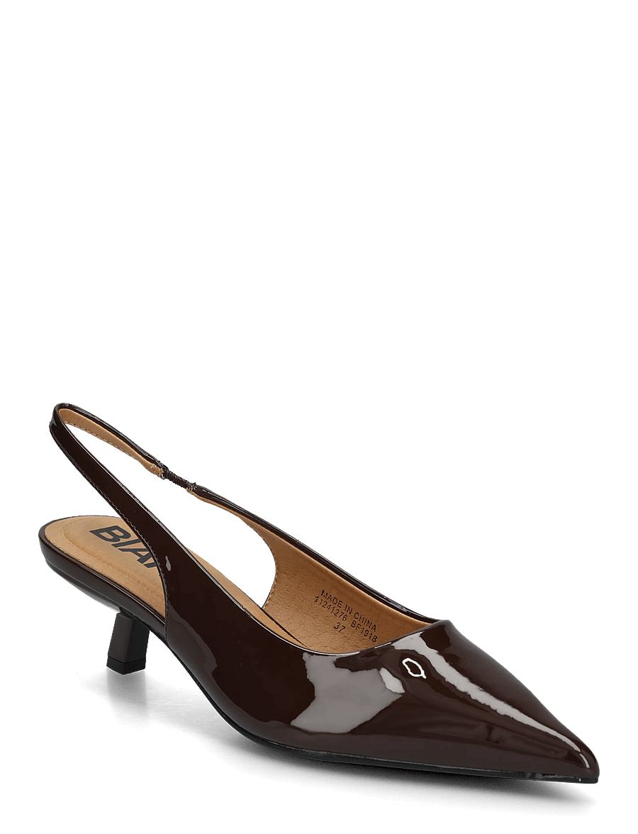 Bianco - BIAKRISTIN Kitten Heel Slingback Patent - högklackade slingbacks - brown patent - 0