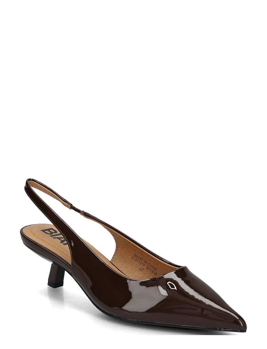 Bianco - BIAKRISTIN Kitten Heel Slingback Patent - heeled slingbacks - brown patent - 0