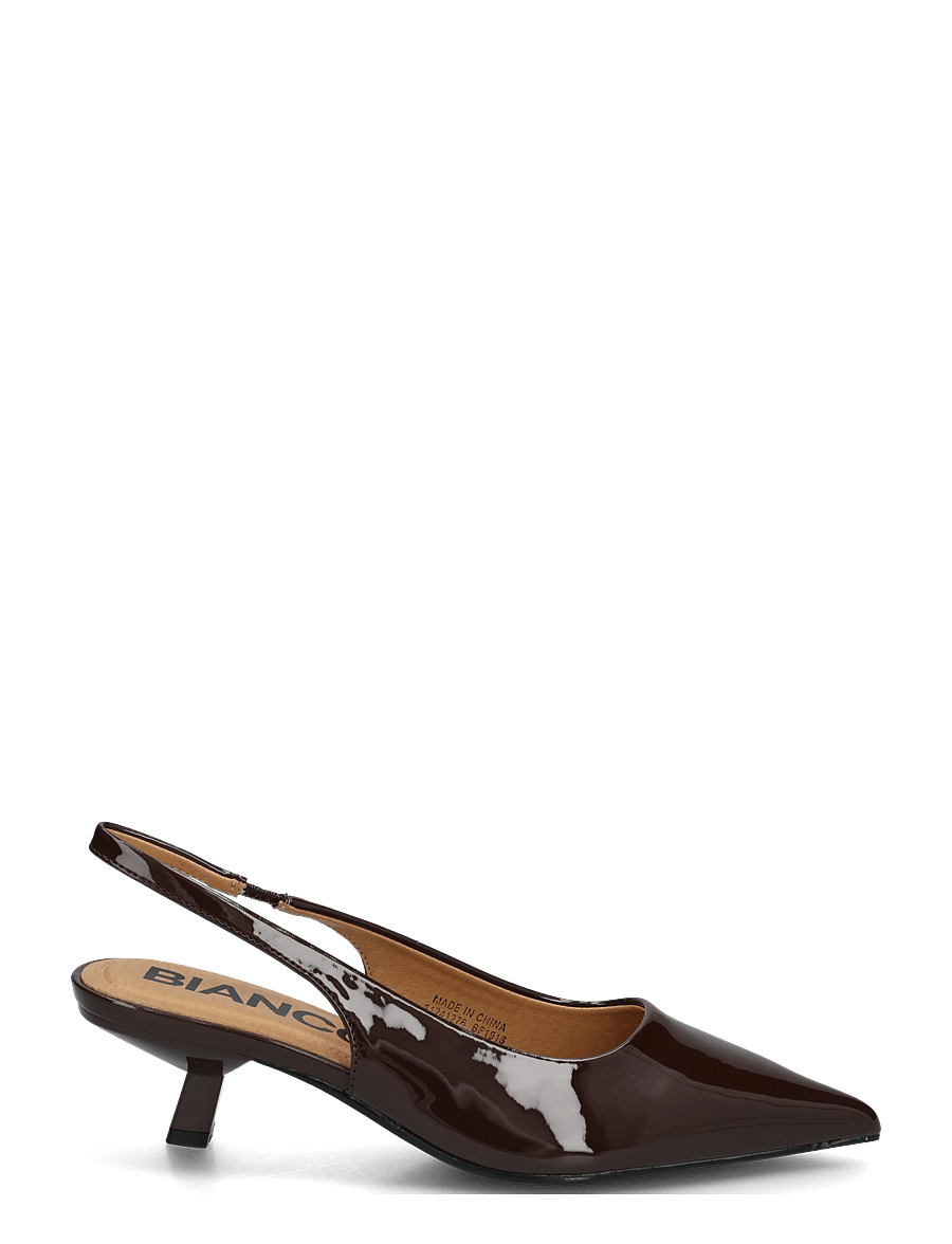 Bianco - BIAKRISTIN Kitten Heel Slingback Patent - heeled slingbacks - brown patent - 1