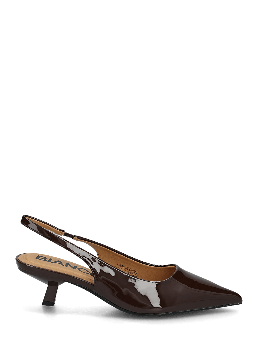 Bianco - BIAKRISTIN Kitten Heel Slingback Patent - högklackade slingbacks - brown patent - 1