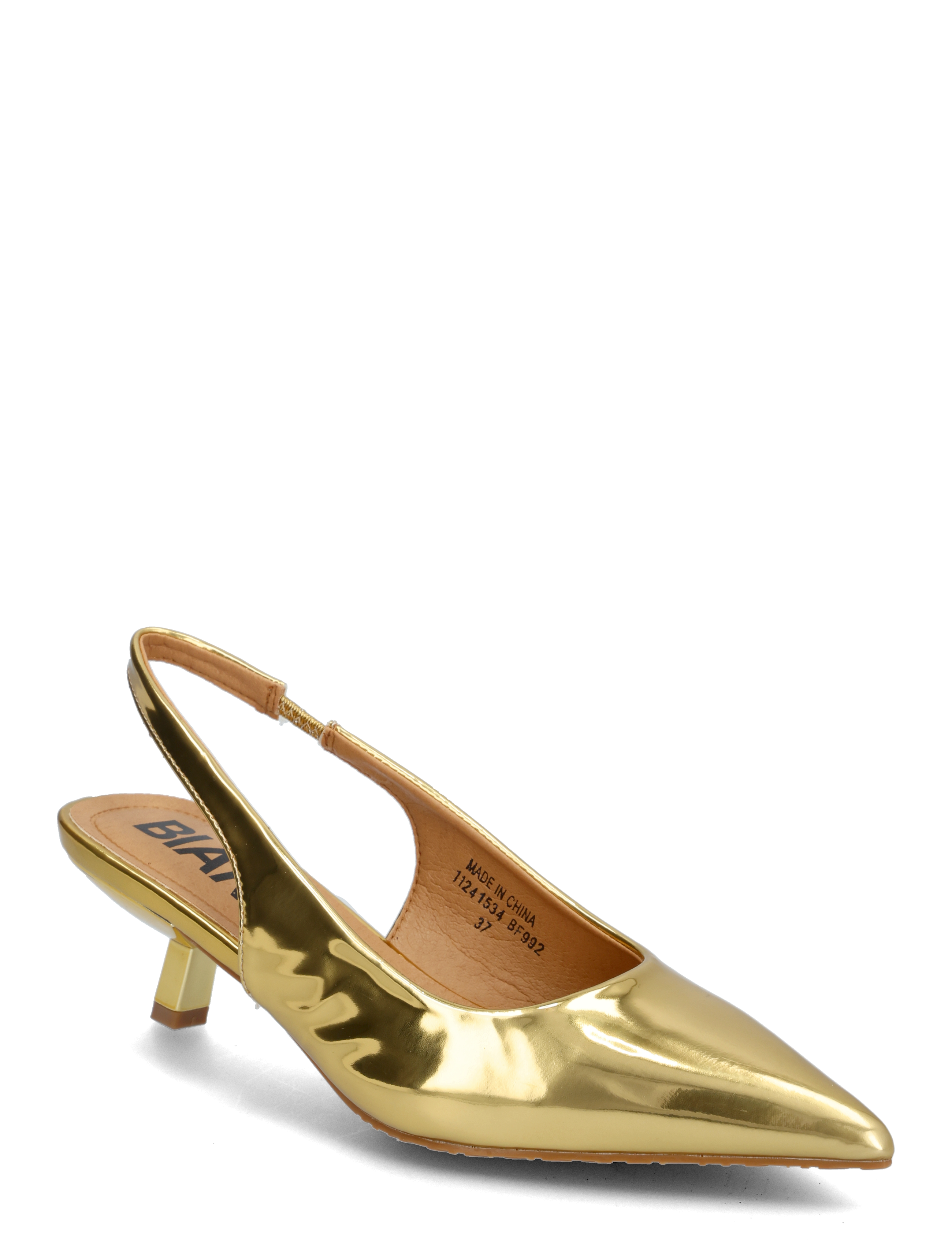 BIANCO Biakristin Kitten Heel Slingback Mirror Pu Gold - 37 - Damen